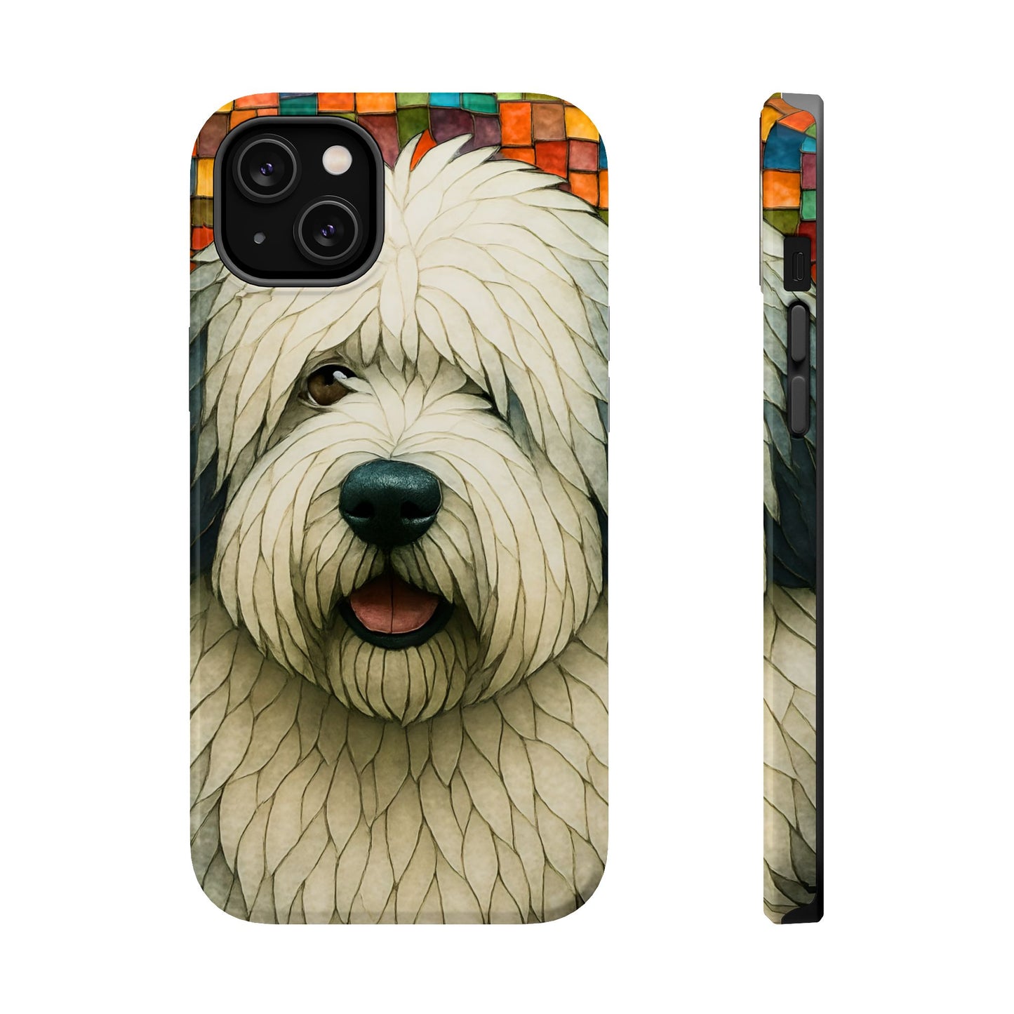 Old English Sheepdog Mosaic Phone Case, English Sheepdog iPhone Case, Dog Phone Case, Dog Lover Gift, Cute Dog Cover