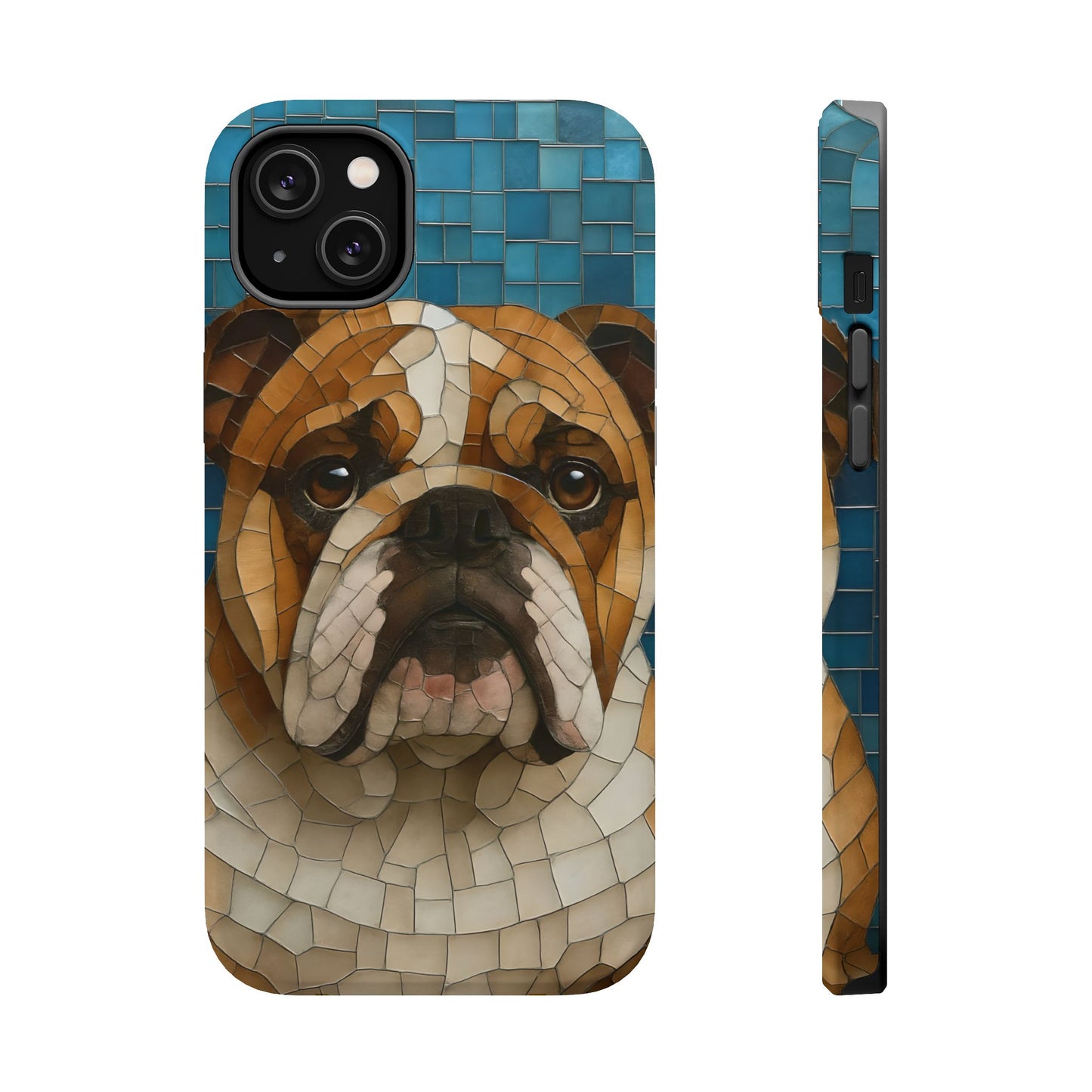 Bulldog Mosaic iPhone Charging Case - Pet Lover's Phone Cover, Dog-Inspired Gift, Unique Mobile Case, Customizable Dog Case, Animal Art Phone [...]
