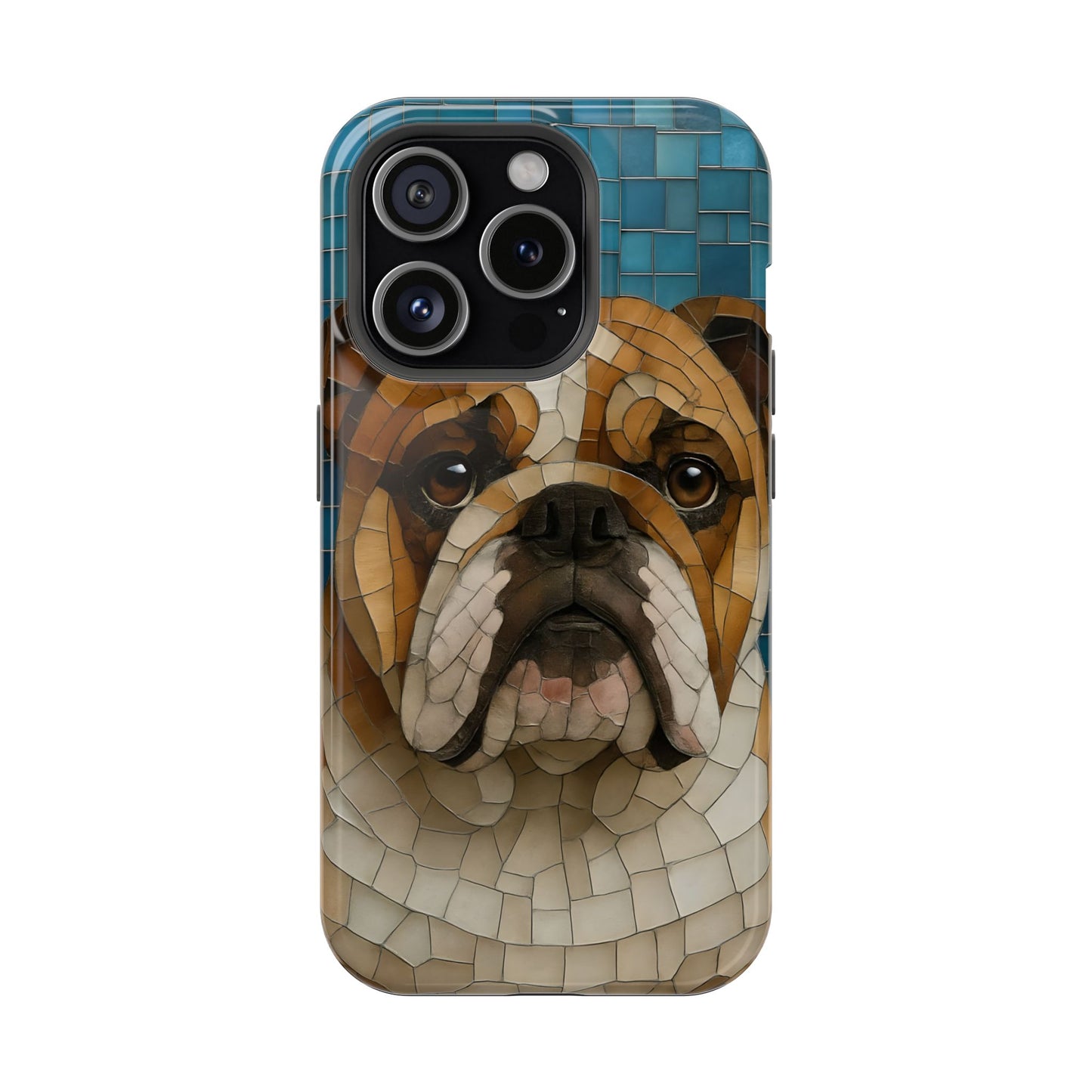 Bulldog Mosaic iPhone Charging Case - Pet Lover's Phone Cover, Dog-Inspired Gift, Unique Mobile Case, Customizable Dog Case, Animal Art Phone [...]