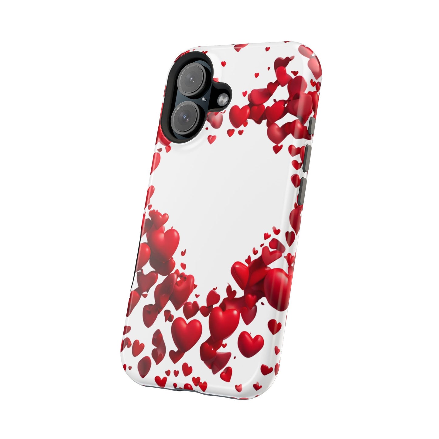 Heart-Shaped Heart Motif Magnetic Tough iPhone Case, Love Themed Phone Cover, Valentine's Day Gift,  Romantic Phone Case