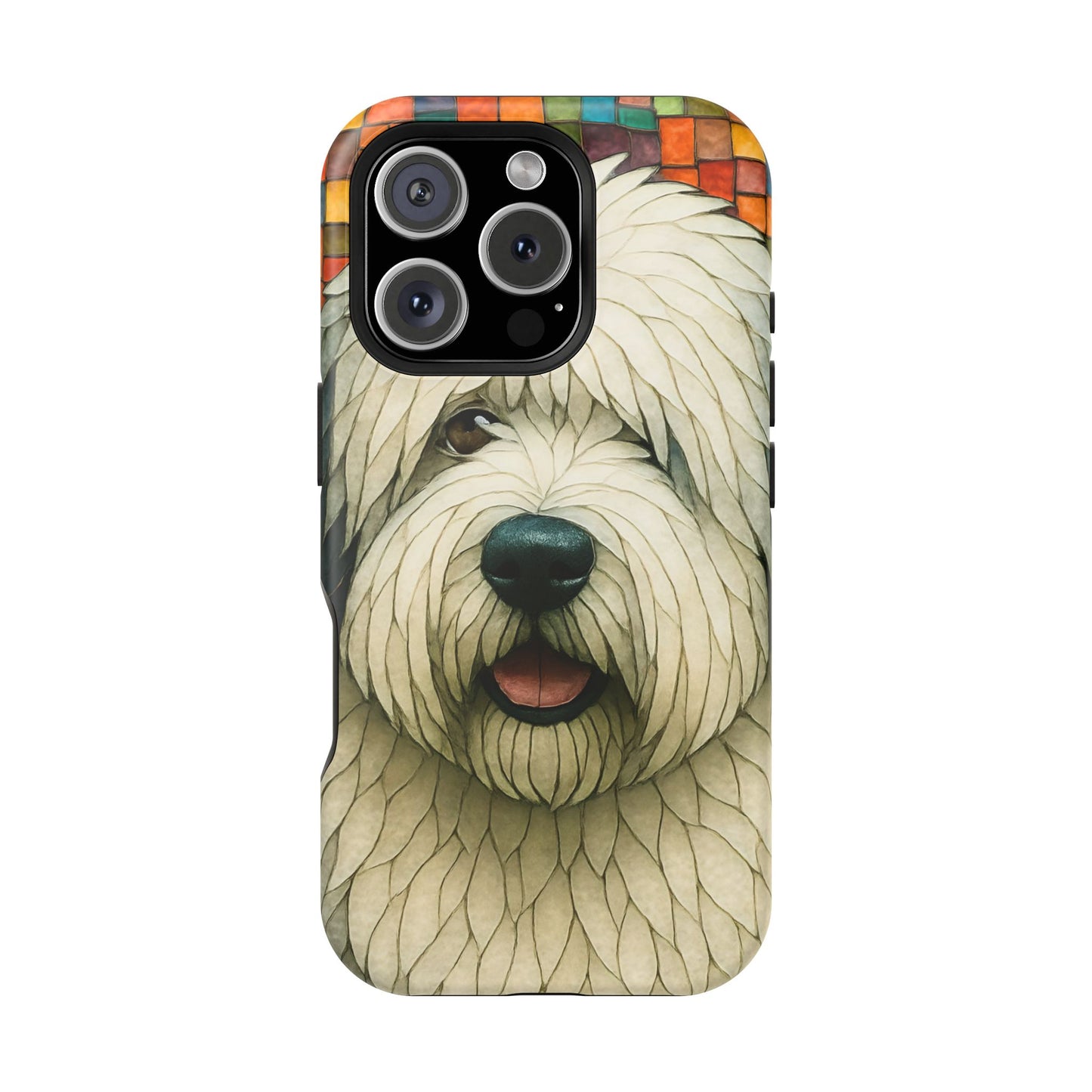 Old English Sheepdog Mosaic Phone Case, English Sheepdog iPhone Case, Dog Phone Case, Dog Lover Gift, Cute Dog Cover