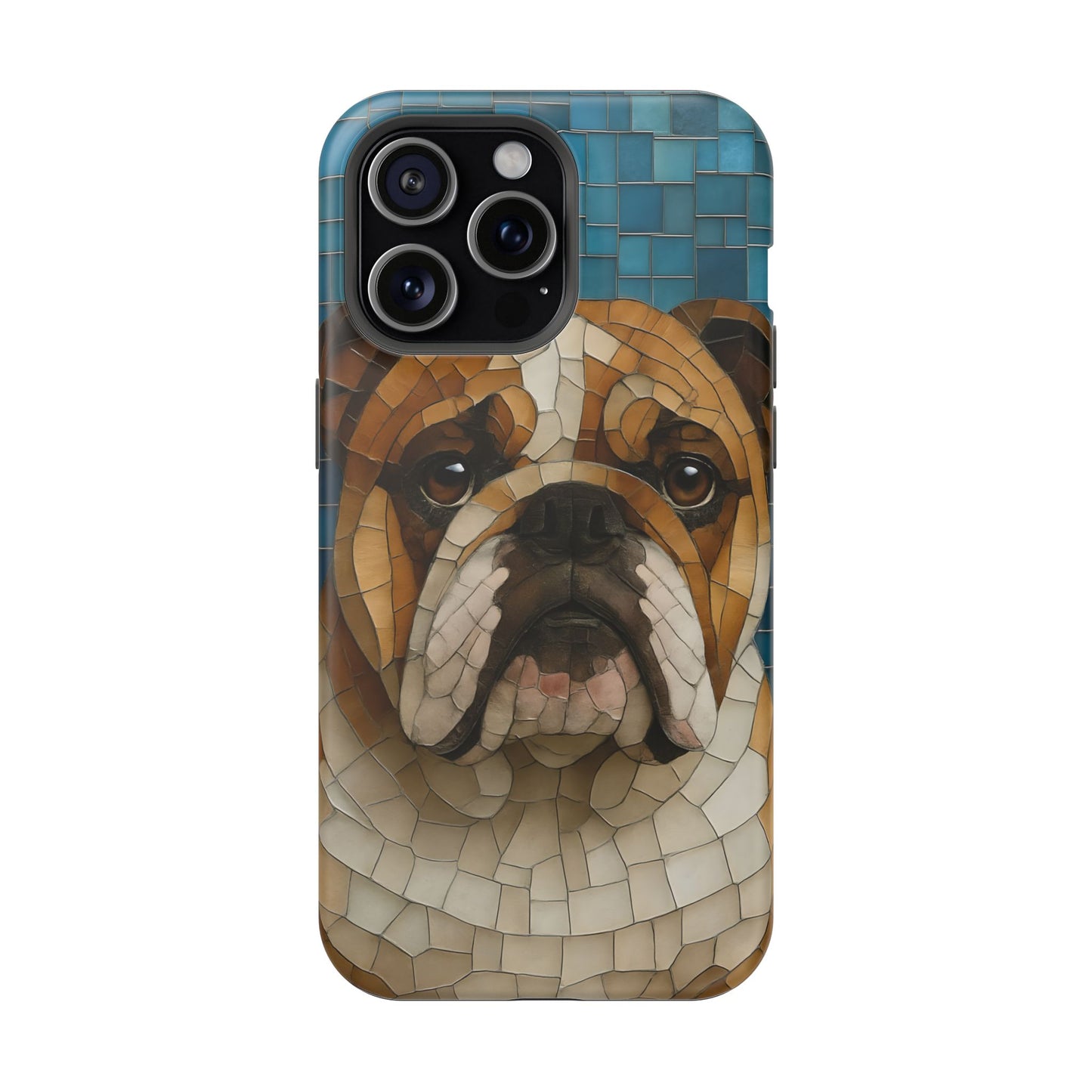 Bulldog Mosaic iPhone Charging Case - Pet Lover's Phone Cover, Dog-Inspired Gift, Unique Mobile Case, Customizable Dog Case, Animal Art Phone [...]