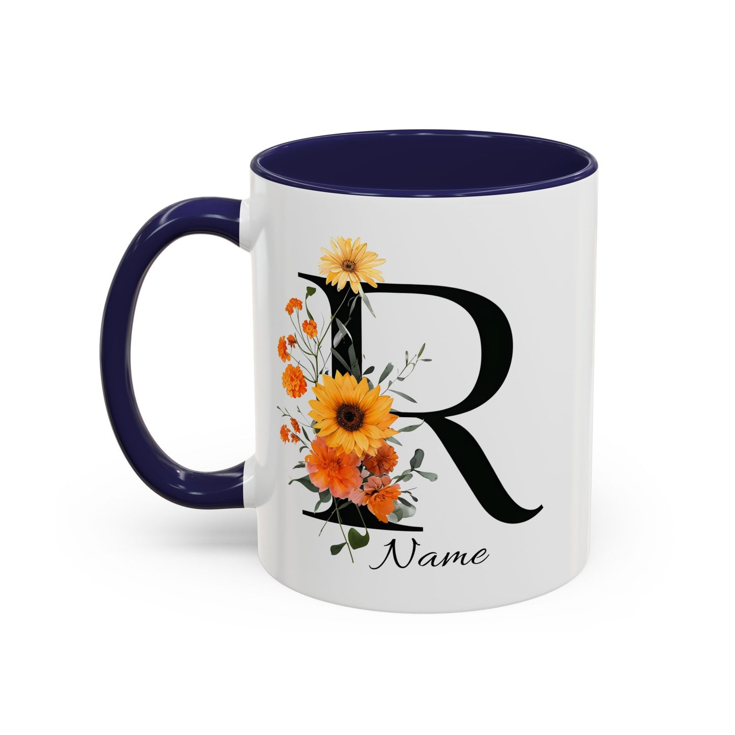 Personalized Floral Monogram - Letter R - Elegant Accent Coffee Mug – Personalized Mothers Day Gift