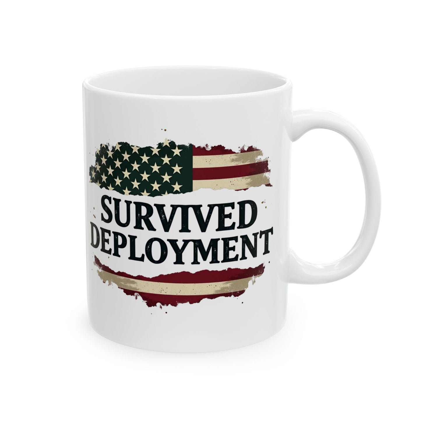 National Guard Survived Deployment Flag Mug, Army National Guard, Veteran Appreciation Gift, Military Coffee Cup