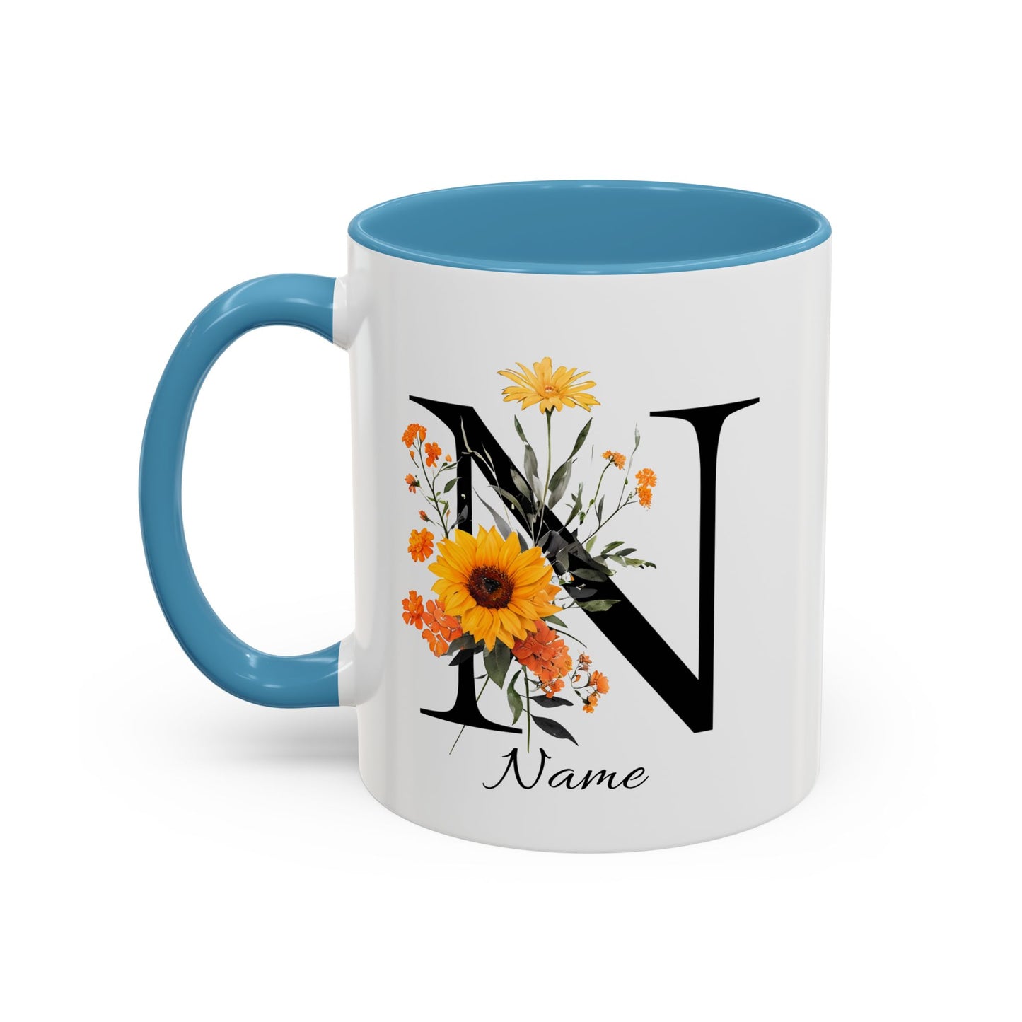 Personalized Floral Monogram - Letter N - Elegant Accent Coffee Mug – Personalized Mothers Day Gift