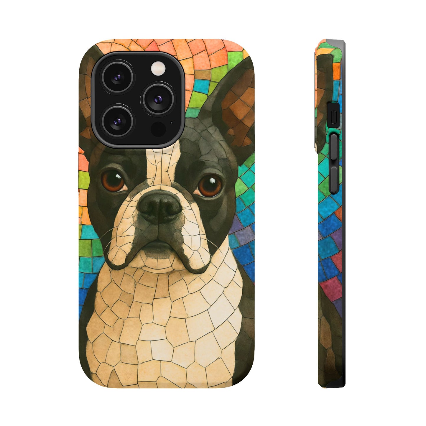 Boston Terrier Mosaic Phone Case, Boston Terrier Dog, Dog Phone Case, iPhone Dog Case, Dog Lover, Gift for Dog Lovers