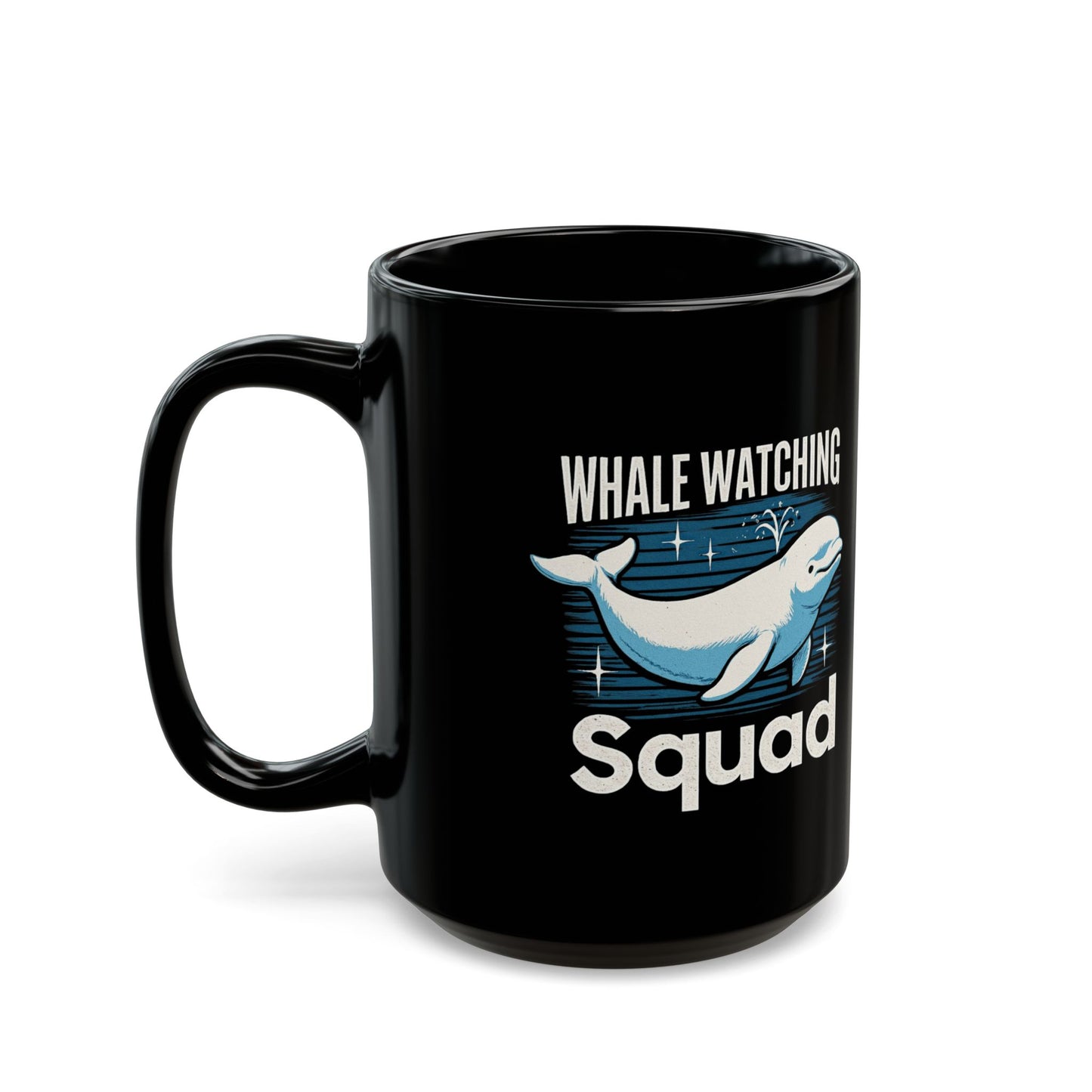 Whale Squad Black Mug, Personalized Whale Watching, Whale Mug, Ocean Lovers Gift, Nantucket Whales, Alaskan Cruise