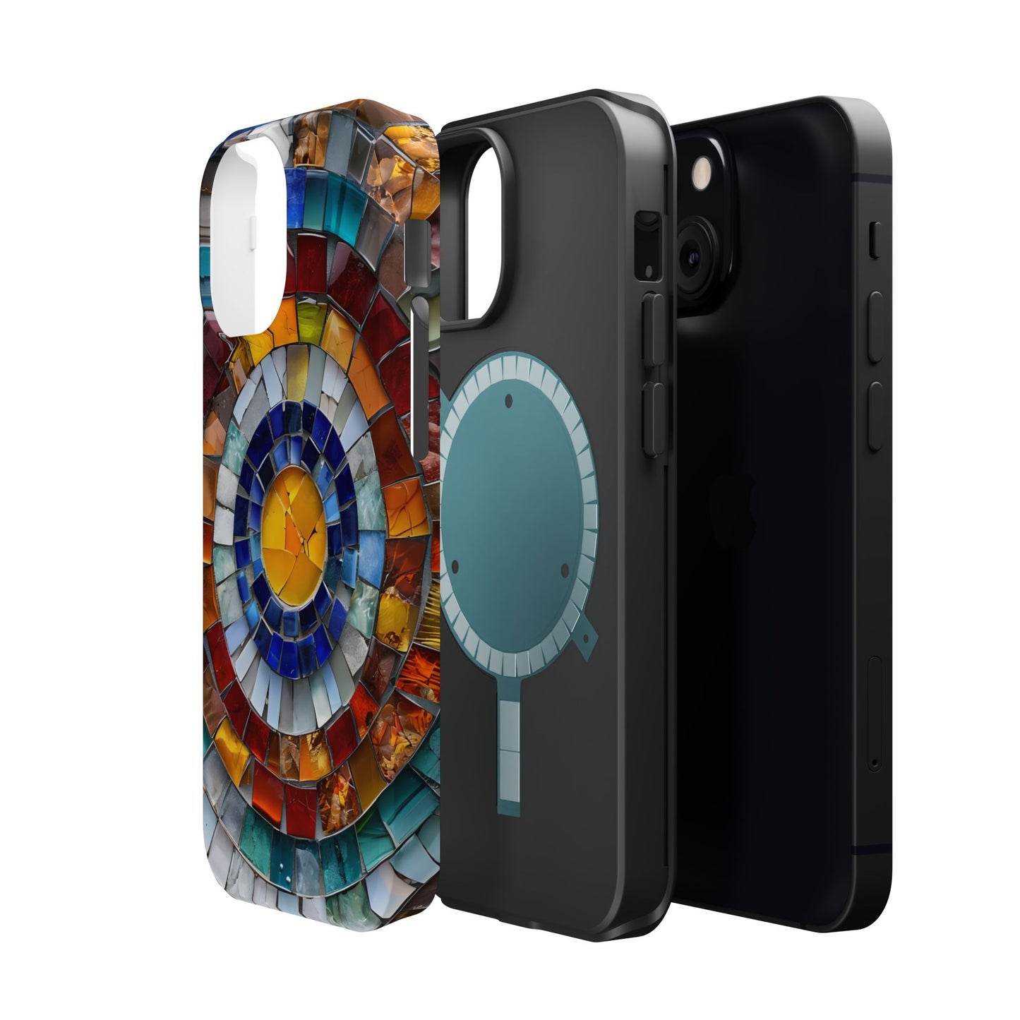 Magnetic Mosaic Phone Case, Trendy iPhone Case, Unique Design, Faux Stained Glass, Custom Phone Cover, Wireless Charging
