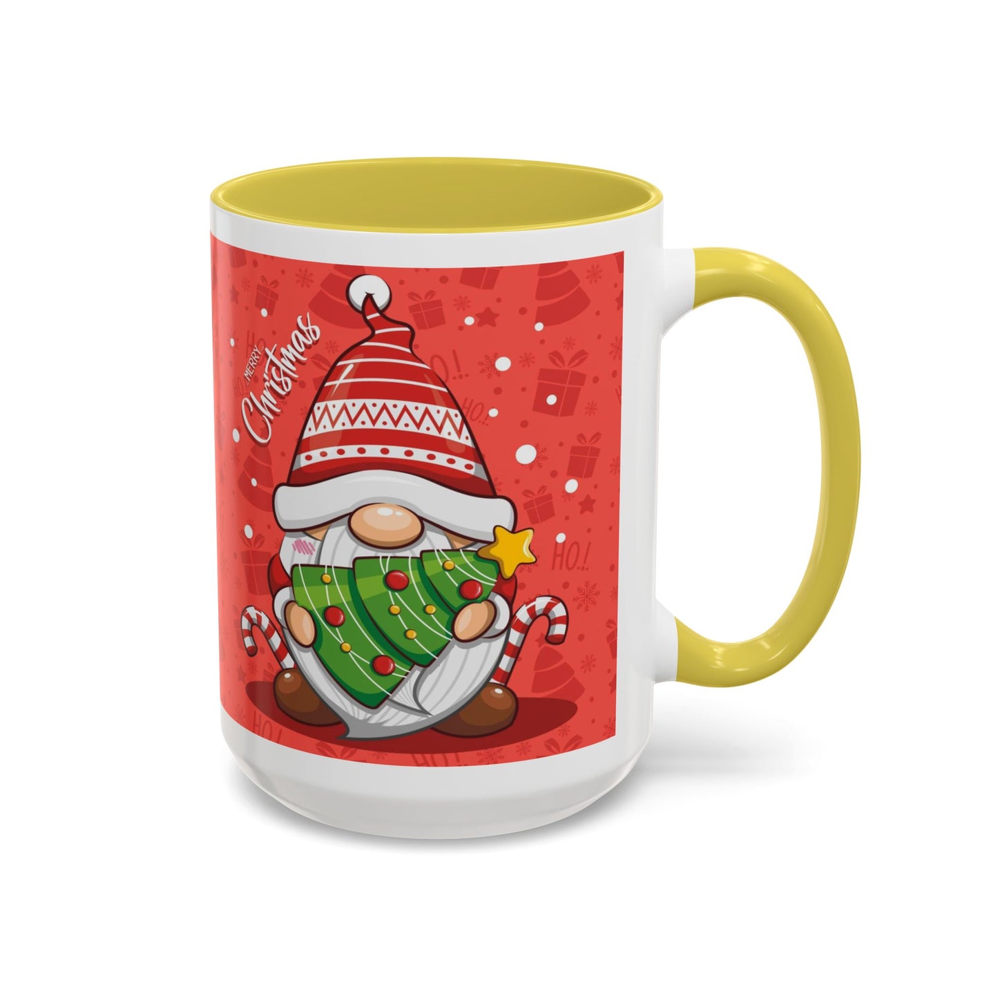 Christmas Tree Gnome, Red Christmas Gnome Mug with Tree and Candy Canes, Festive Holiday Coffee Cup, Cute Gnome Lover Gift, Winter Cocoa Mug, Christmas Kitchen Decor