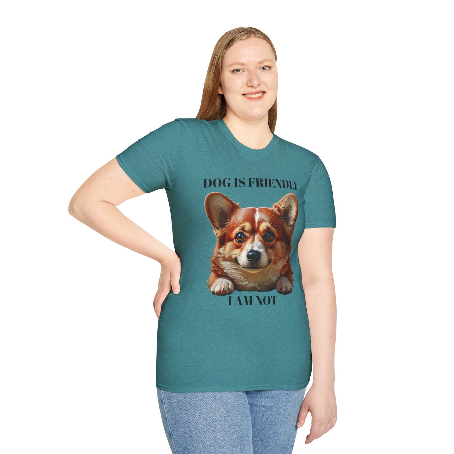 Funny Dog Lover Korgi T-Shirt - "Dog is Friendly, I am Not"