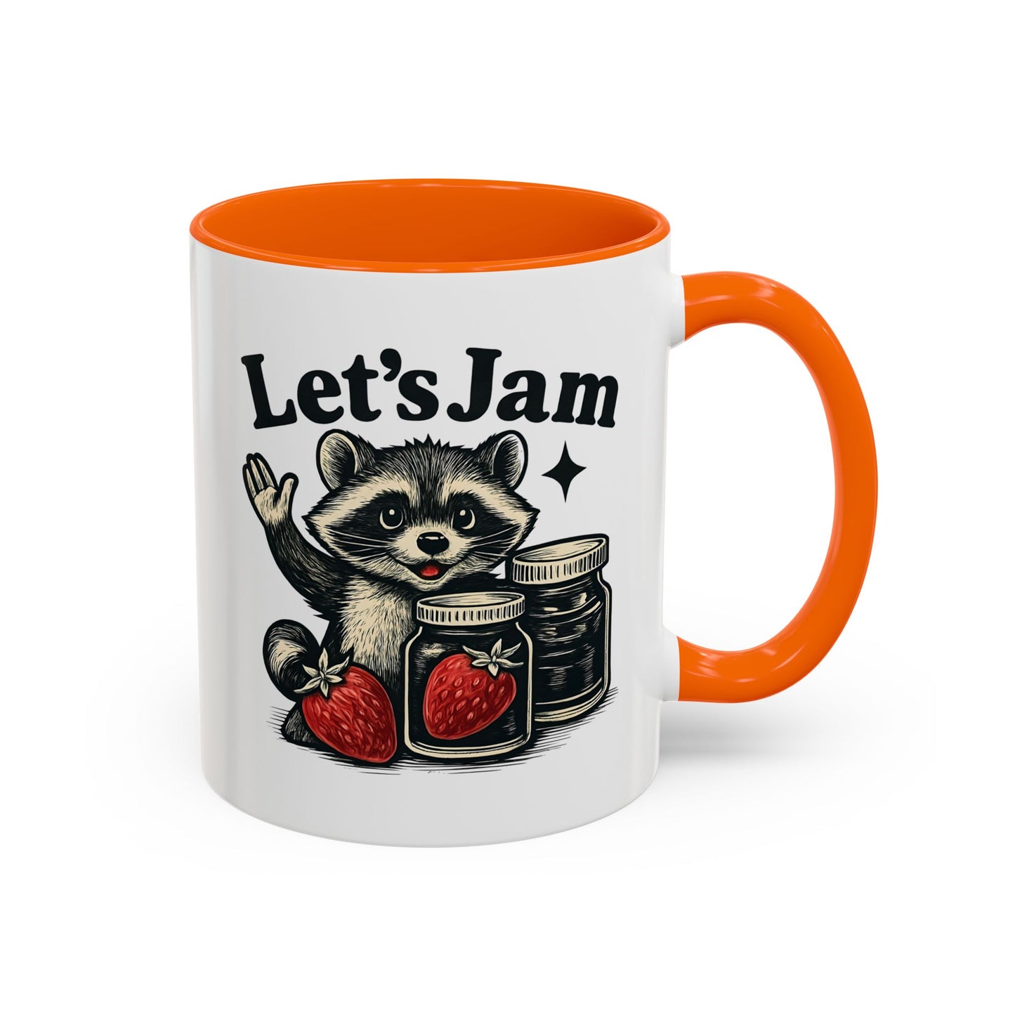 Let's Jam Raccoon Coffee Mug, Strawberry Mug, Cute Summer Mug, Raccoon Strawberry Mug, Funny Raccoon Mug, Trending Now