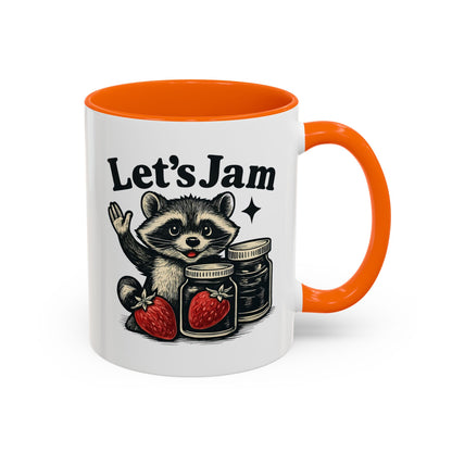 Let's Jam Raccoon Coffee Mug, Strawberry Mug, Cute Summer Mug, Raccoon Strawberry Mug, Funny Raccoon Mug, Trending Now
