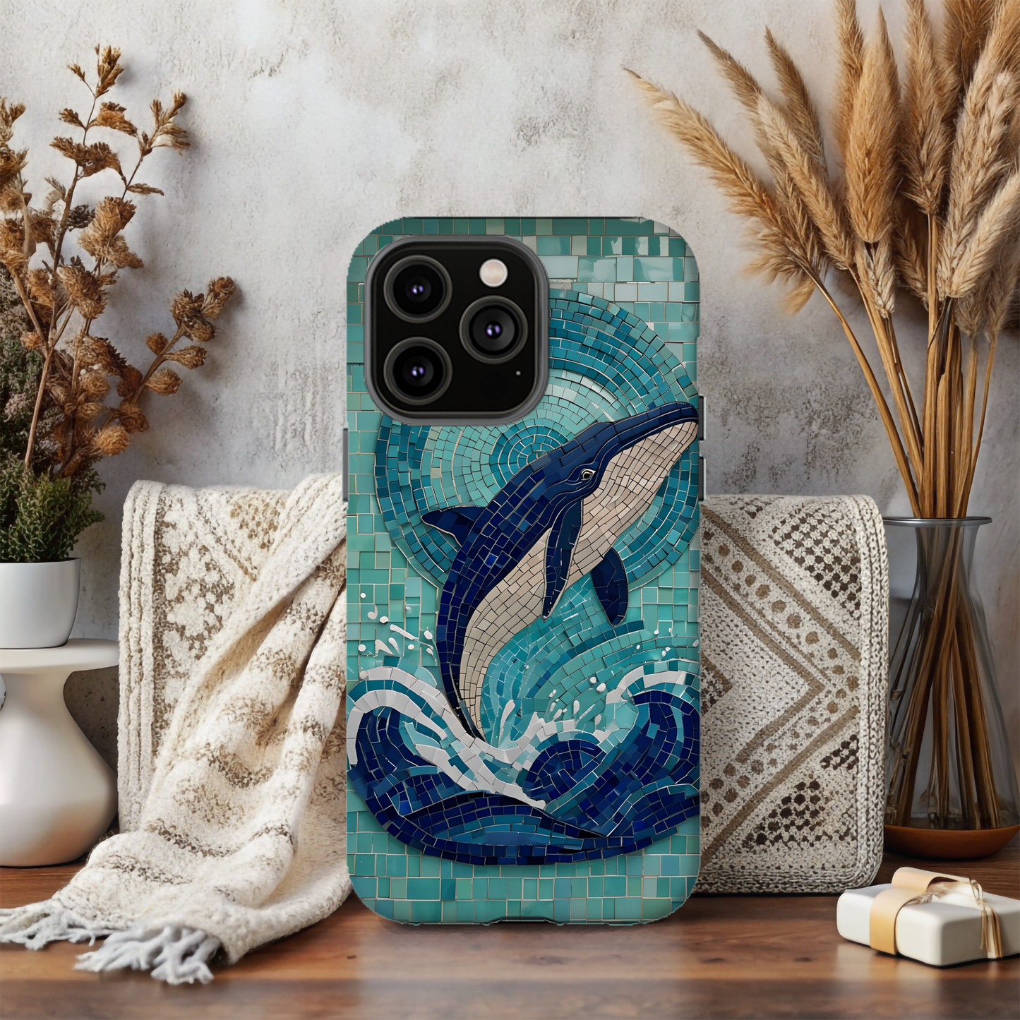 Whale Watching Mosaic iPhone Case, Whale Art, Unique Phone Case, Humpback Whale, Whale Gift, Marine Biology, Whale Watcher