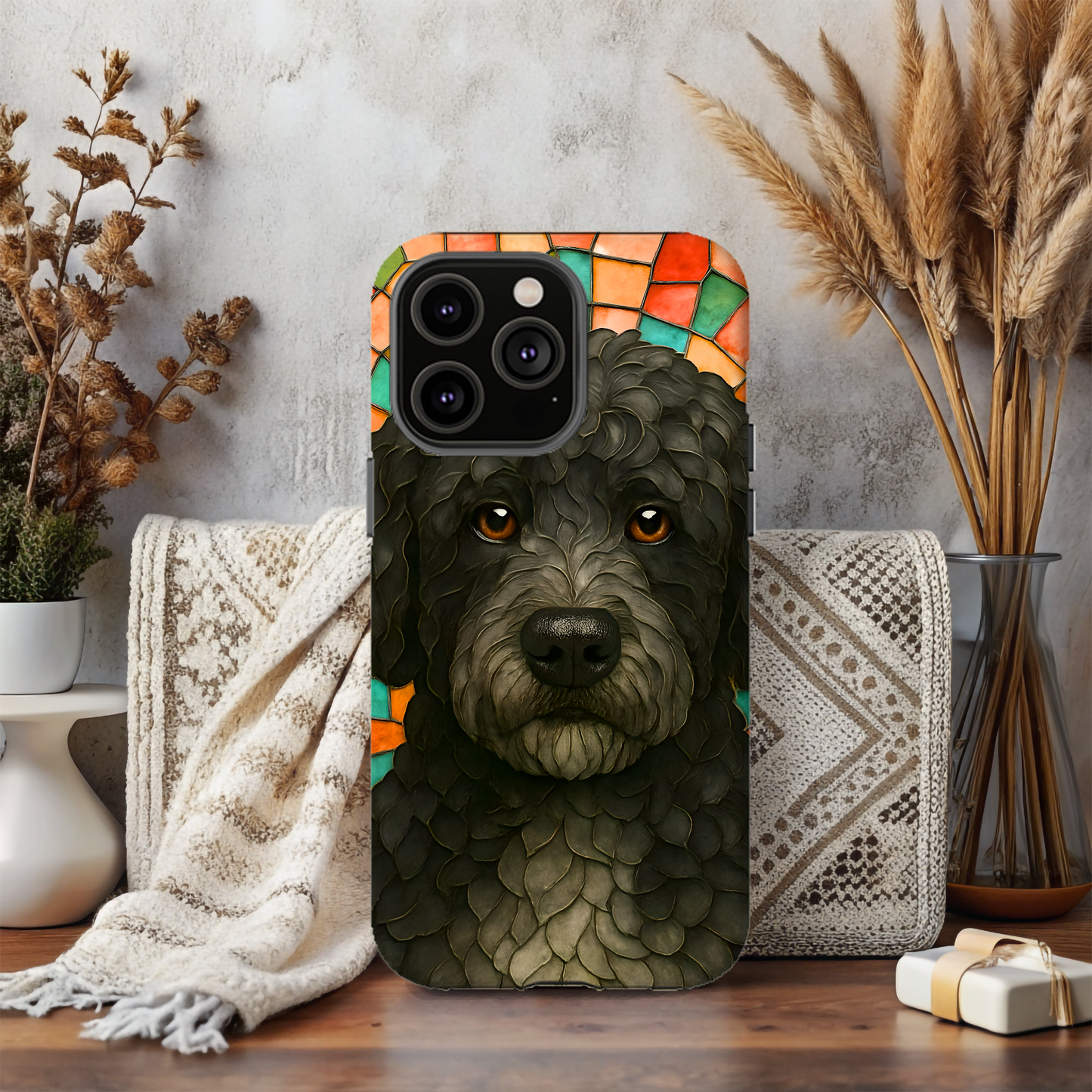 Portuguese Water Dog Mosaic Phone Case, Dog iPhone Case, Portie Dog Phone Case, Dog Lover Gift, Dog Phone Accessory