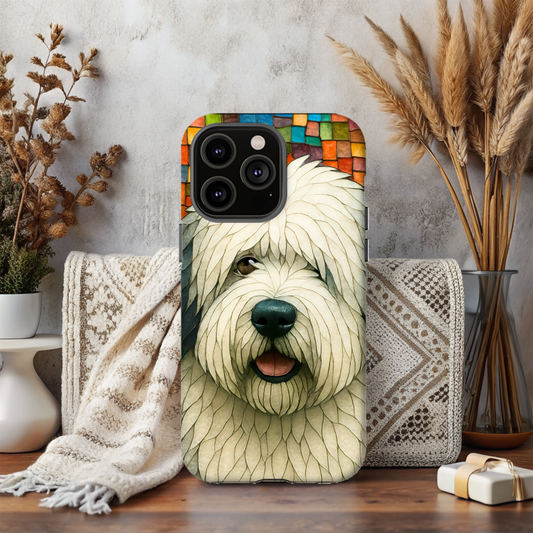 Old English Sheepdog Mosaic Phone Case, English Sheepdog iPhone Case, Dog Phone Case, Dog Lover Gift, Cute Dog Cover