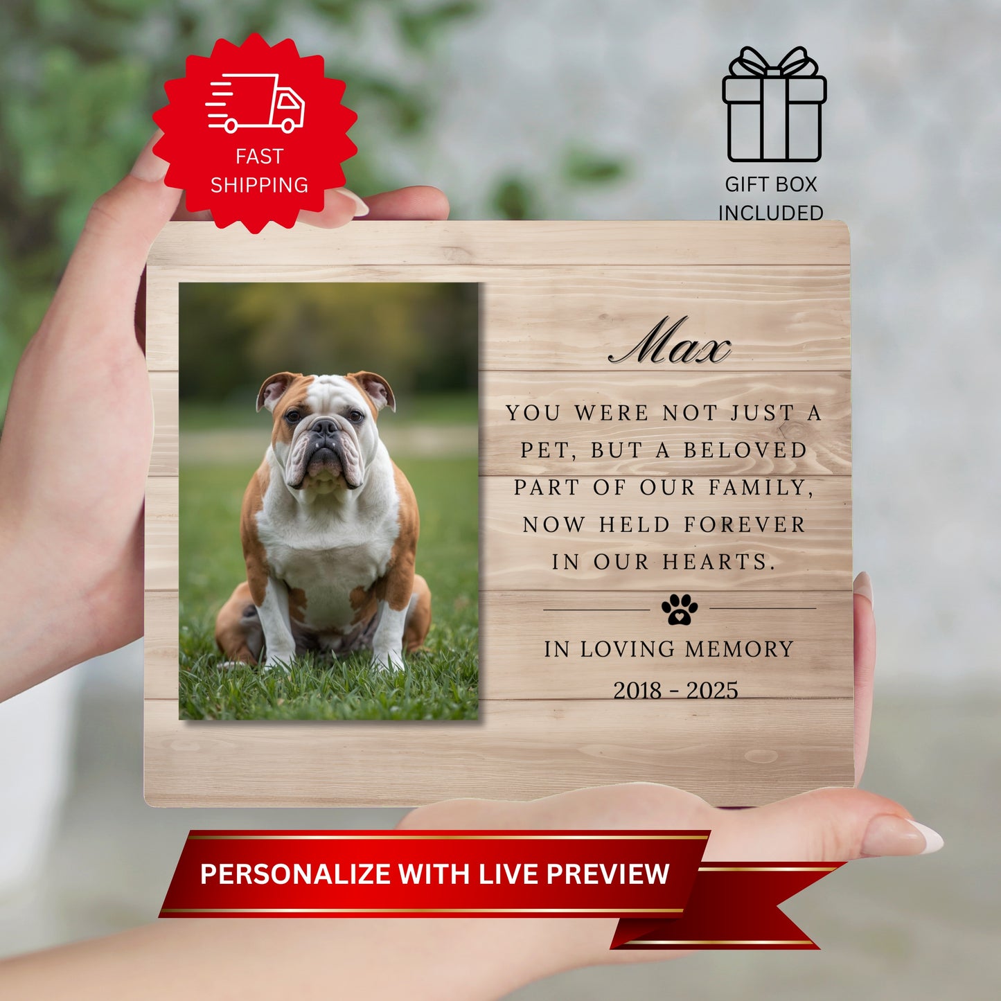Sympathy Gift - In Loving Memory Pet Memorial Gifts - In Loving Memory Plaque - Horizontal