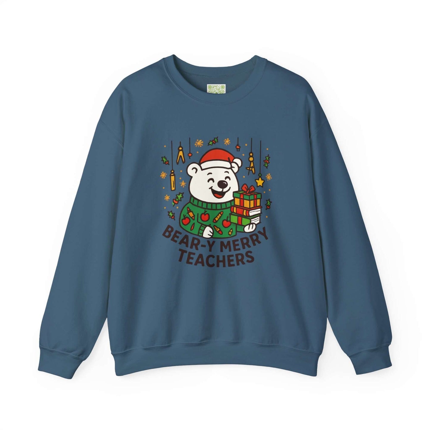 Custom Bear-y Merry Teachers sweatshirt with festive bear design, perfect holiday gift for educators.