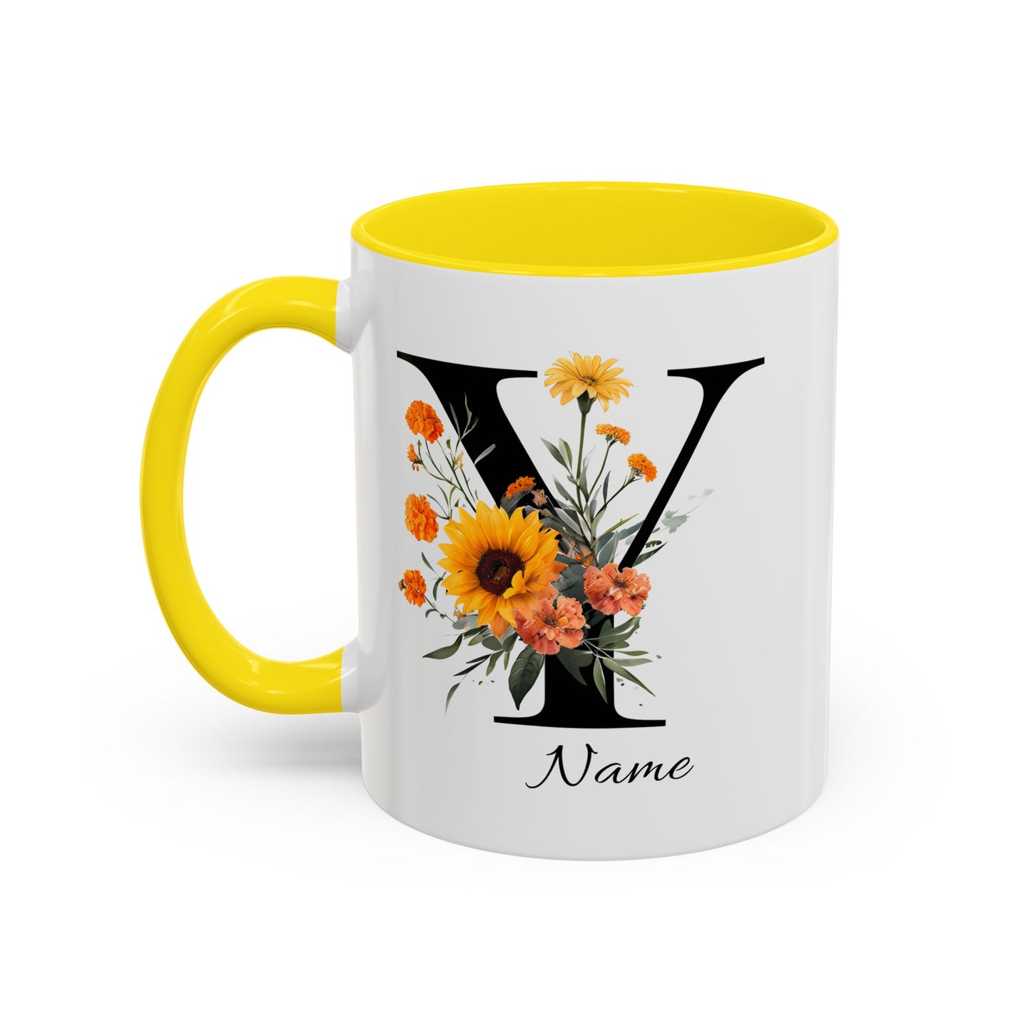Personalized Floral Monogram - Letter Y - Elegant Accent Coffee Mug – Personalized Mothers Day Gift