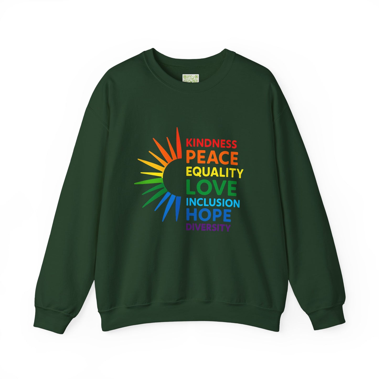 LGBTQ Equality Shirt, Pride Month Crewneck Sweatshirt, Kindness Peace Love Pride Sweater, Rainbow Gay Pride Clothing, Unisex Pride Gift