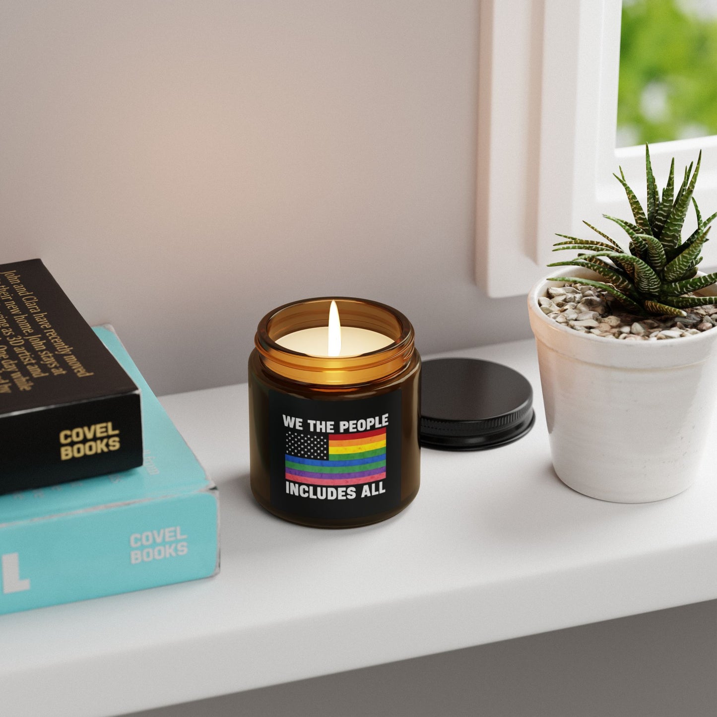 Inclusive Vibes Scented Soy Candle, We The People Pride, Multi-Size Amber Jar, Pride Merch, Subtle Pride, Pride 2025