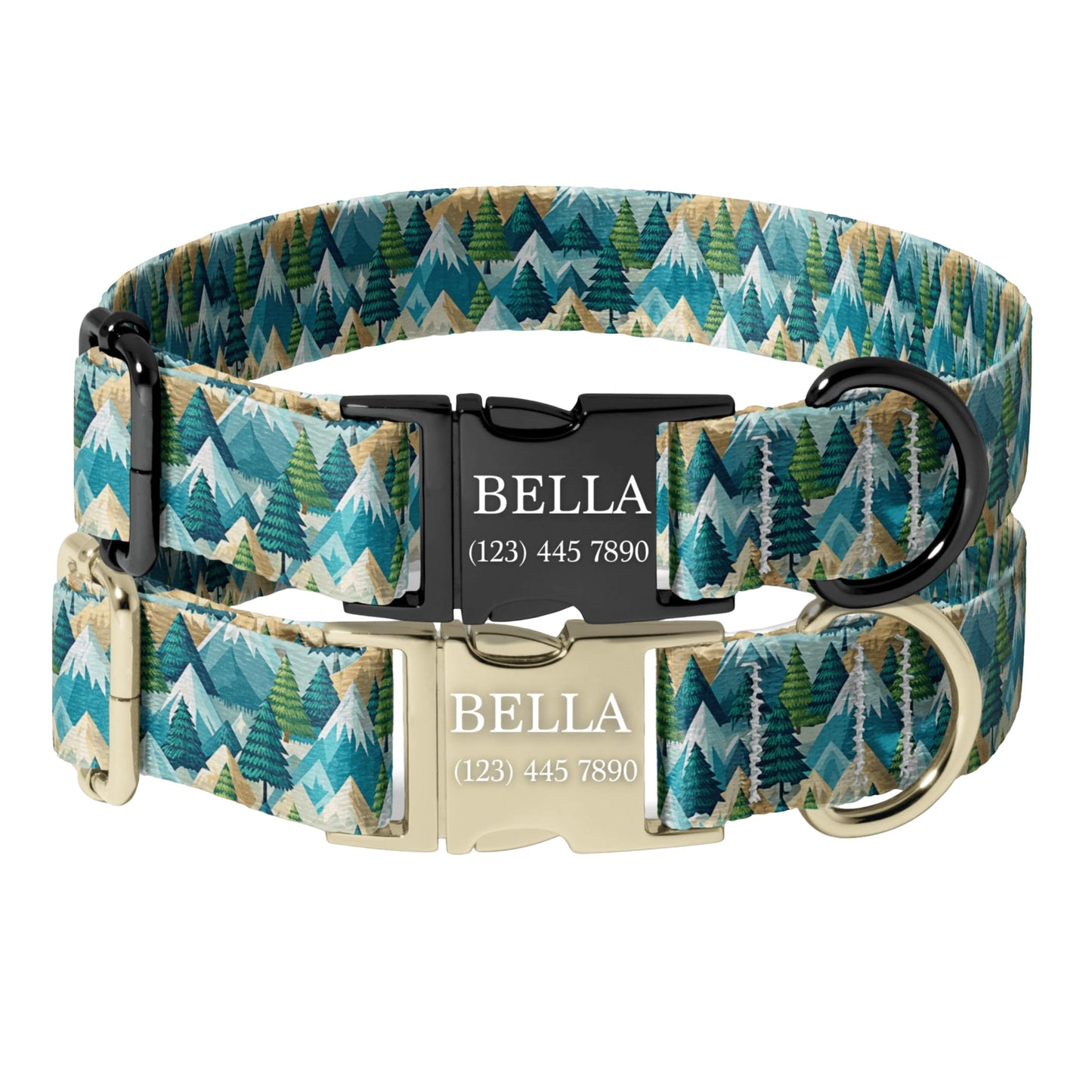 Personalized Mountain Dog Collar Engraved  Name Buckle Adventure Hiking Adjustable Pet Collar for Dogs RET-602-01