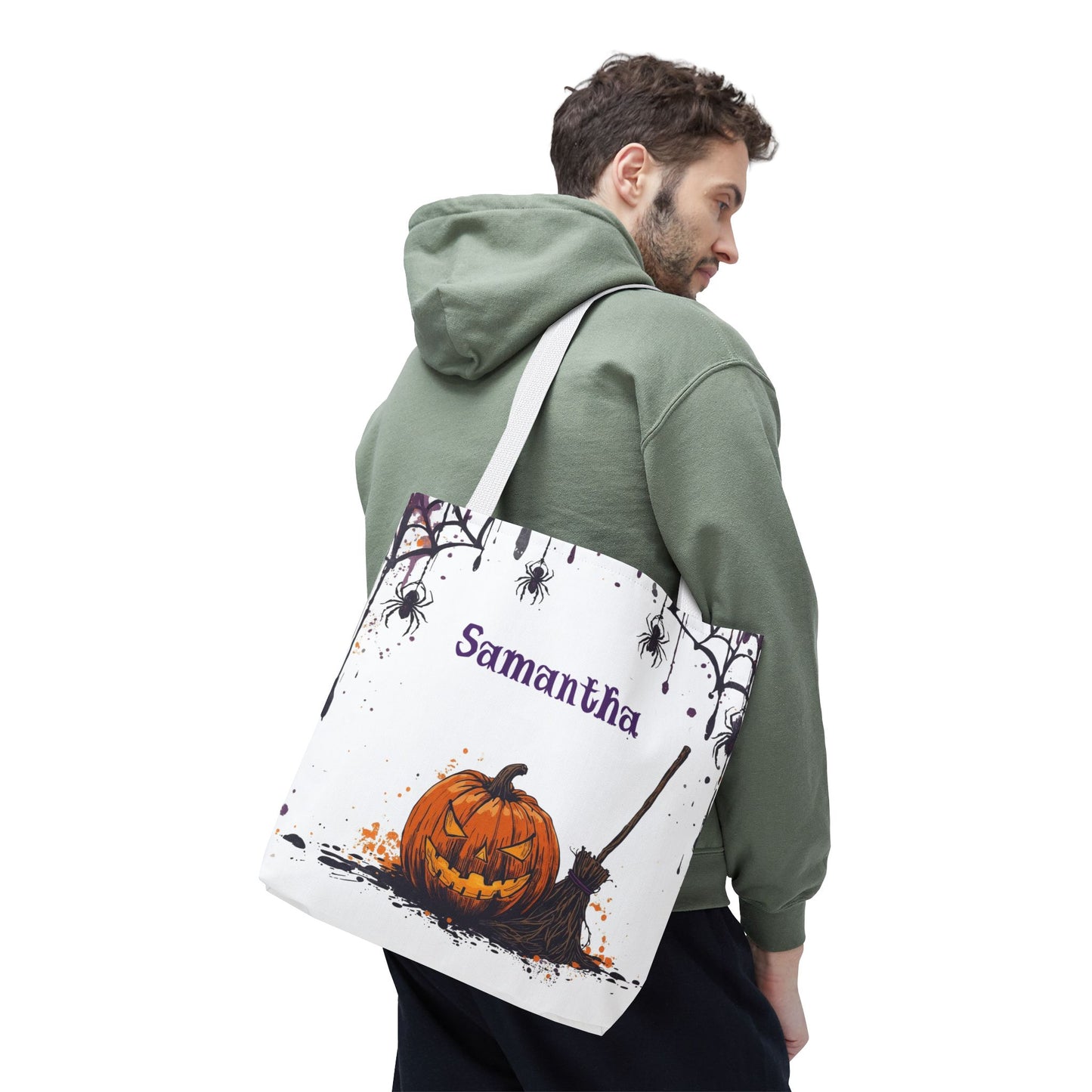 Custom Kids Halloween Trick or Treat Bag – Personalized Pumpkin Candy Tote Sack – Children’s Halloween Gift, Reusable Candy Bag