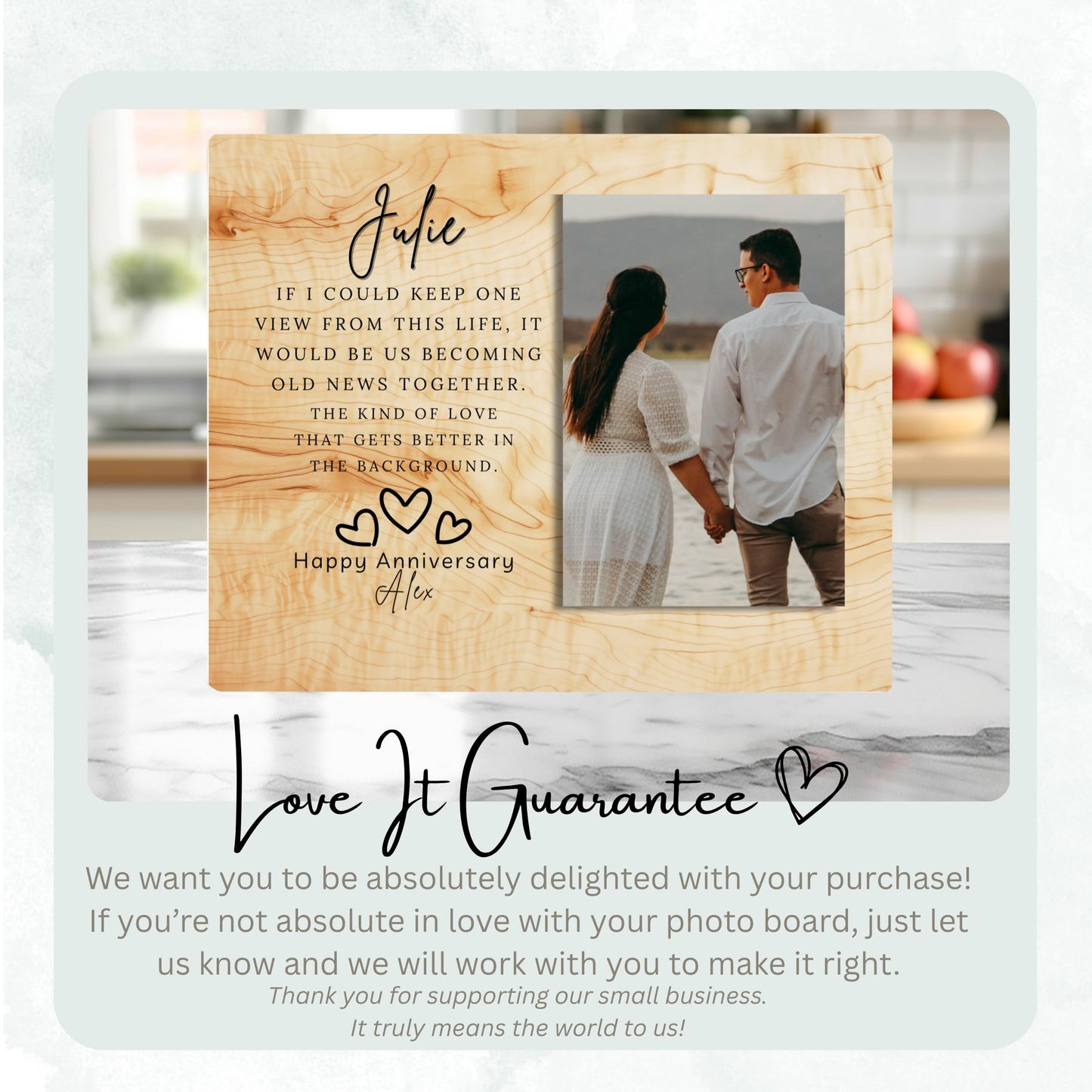 Custom MDF Picture Board, Custom Photo Keepsake for Spouse, Gift-Ready Tabletop Display, Soft  Style