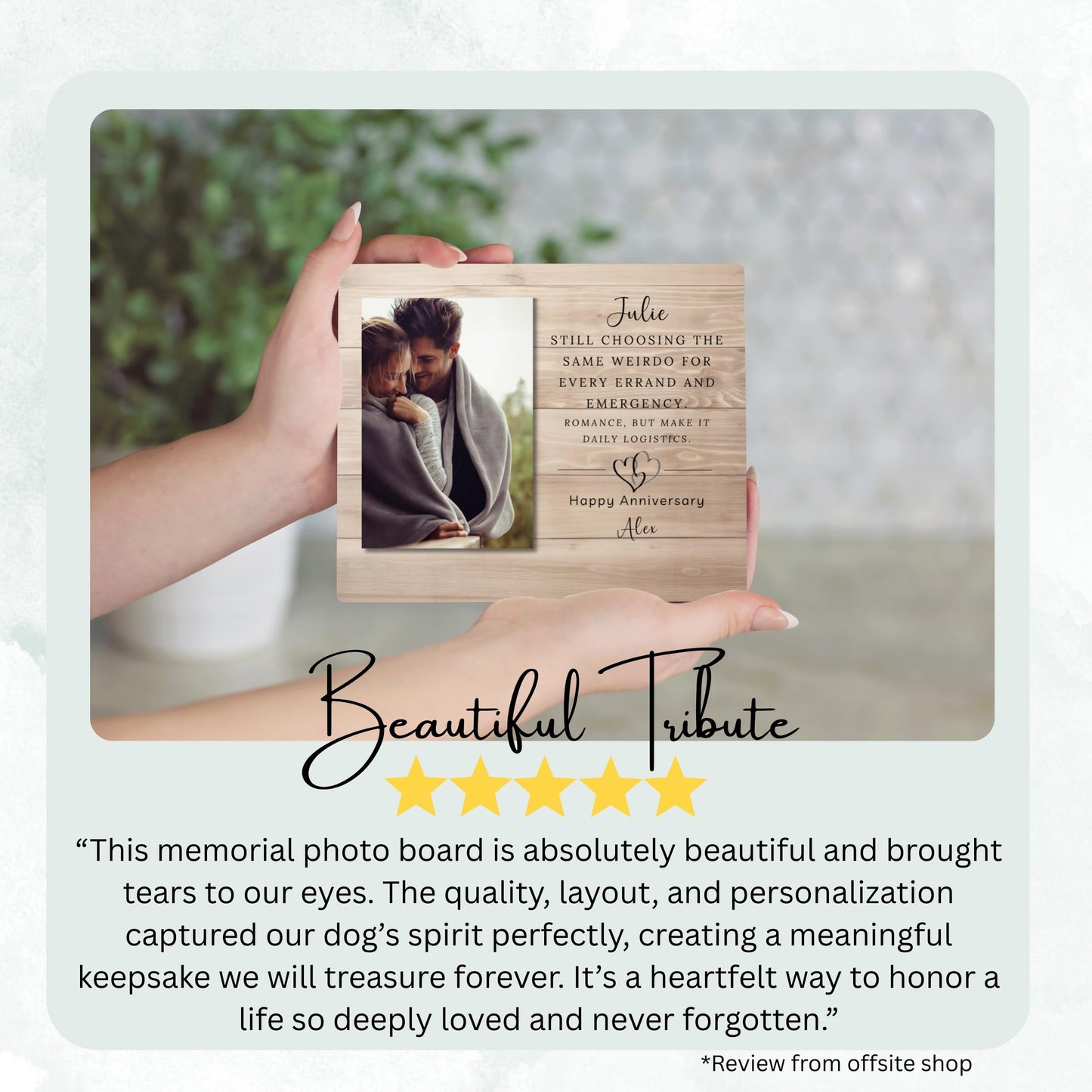 Photo Gift for Spouse, Custom Photo Keepsake for Spouse, Gift-Ready Tabletop Display, Classic  Style