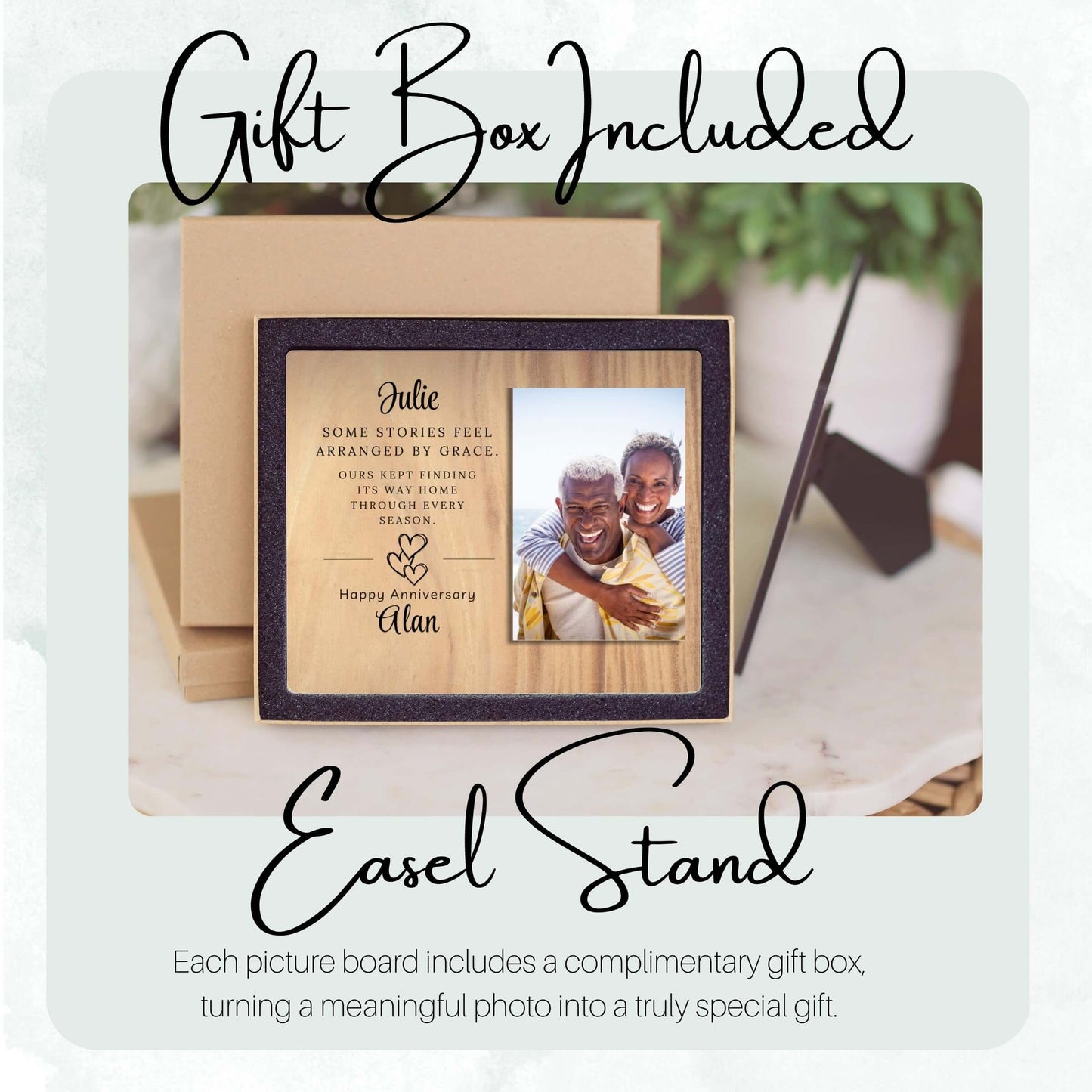 Meaningful Couple Anniversary Keepsake, Custom Photo Keepsake for Spouse, Gift-Ready Tabletop Display, Blessed  Style
