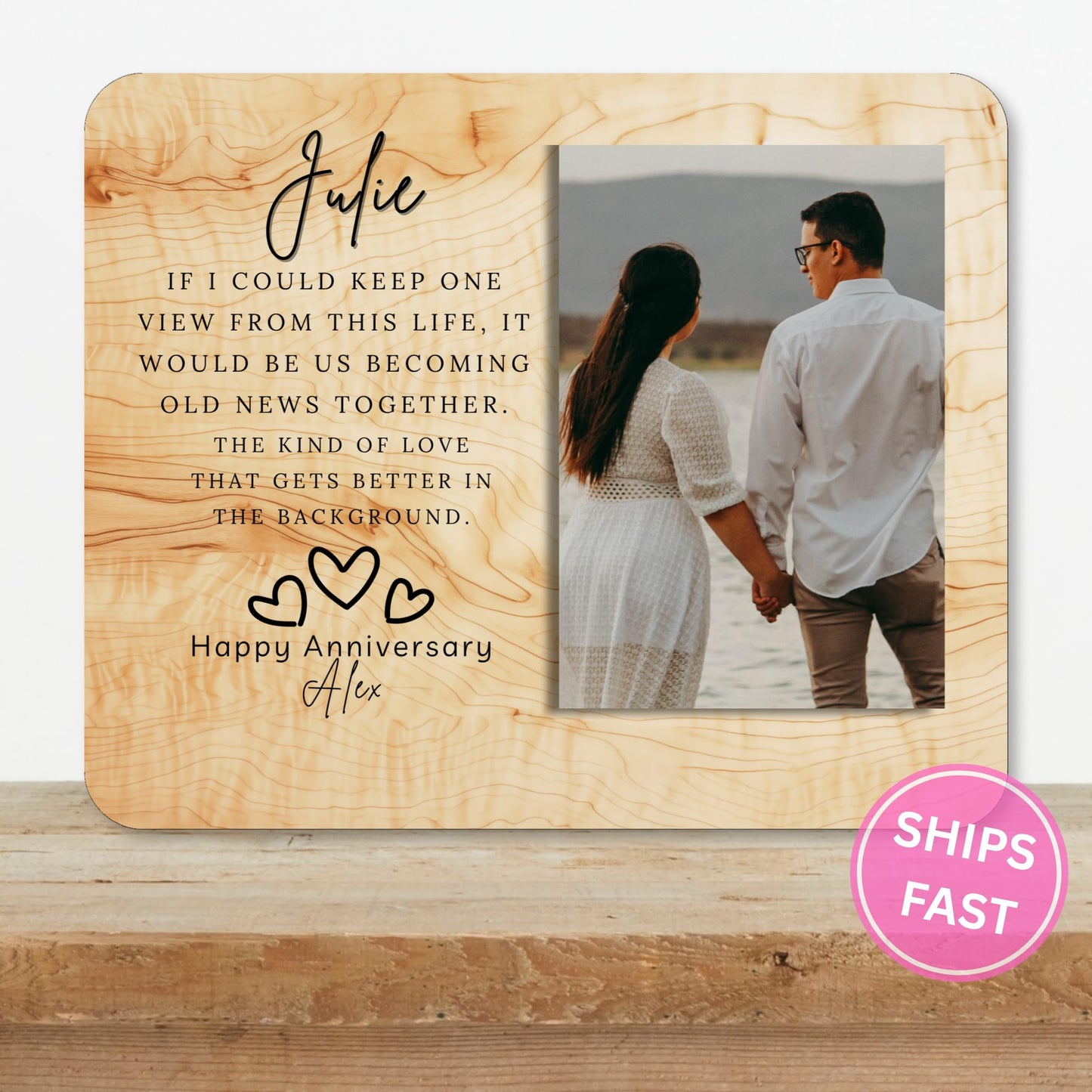 Custom MDF Picture Board, Custom Photo Keepsake for Spouse, Gift-Ready Tabletop Display, Soft  Style