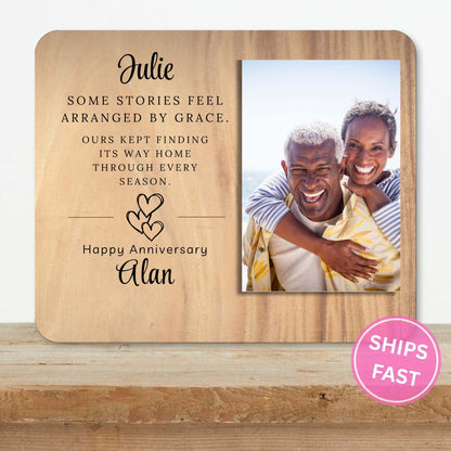 Meaningful Couple Anniversary Keepsake, Custom Photo Keepsake for Spouse, Gift-Ready Tabletop Display, Blessed  Style
