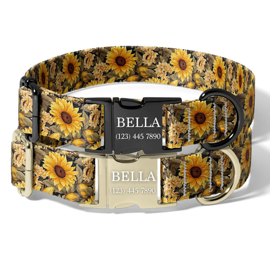 Personalized Dog Collar Autumn Paw Print Custom Engraved Pet Collar Adjustable Fall Puppy Collar Rustic Dog Accessories RET-601-06