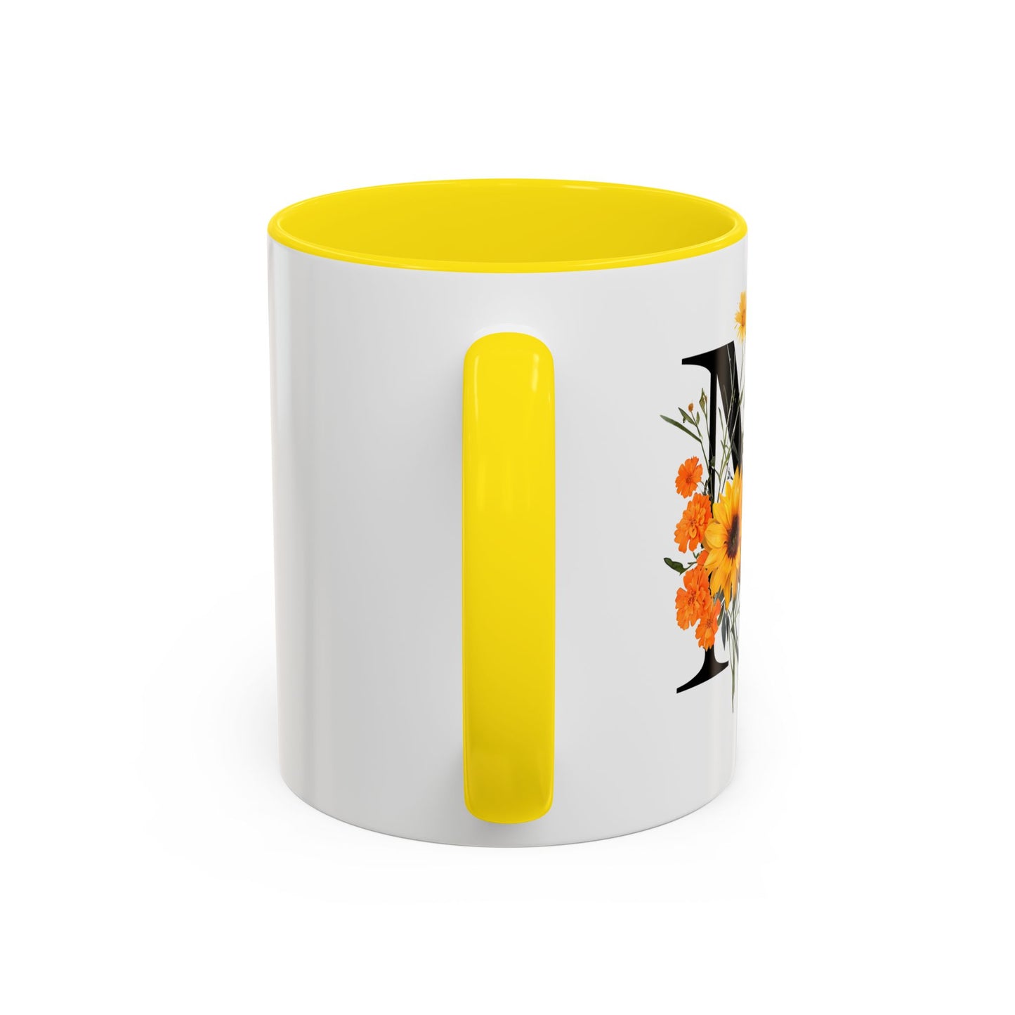 Personalized Floral Monogram - Letter M - Elegant Accent Coffee Mug – Personalized Mothers Day Gift