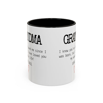 Personalized Grandma Mug, Gift from Grandchild, Custom Message Coffee Cup, Grandma Birthday Gift, Mother’s Day Mug, Sentimental Gift for Grandma