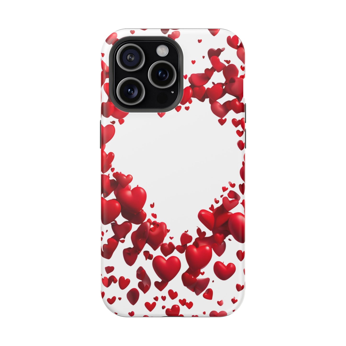 Heart-Shaped Heart Motif Magnetic Tough iPhone Case, Love Themed Phone Cover, Valentine's Day Gift,  Romantic Phone Case