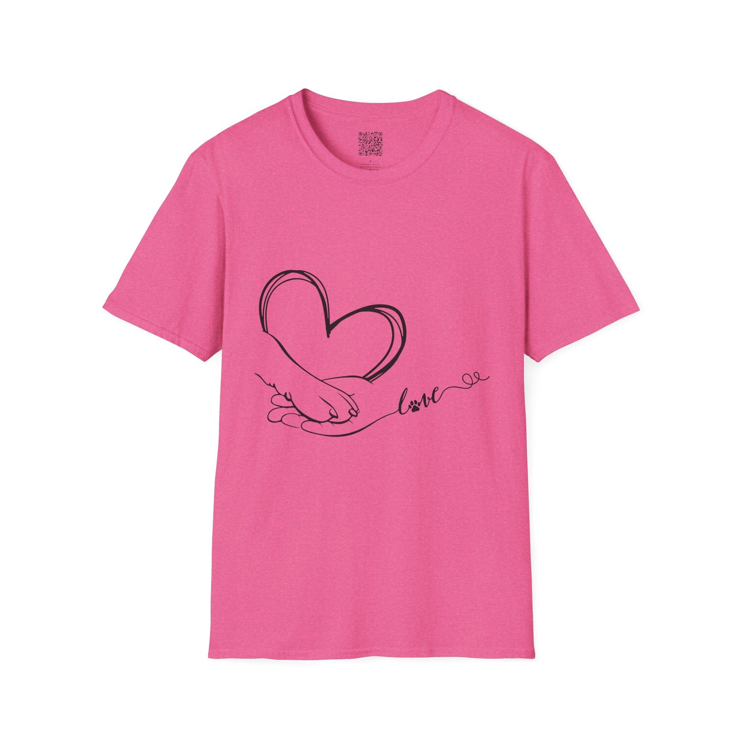 Paw in Hand Love Unisex Softstyle T-Shirt - Hand-Drawn Love Design