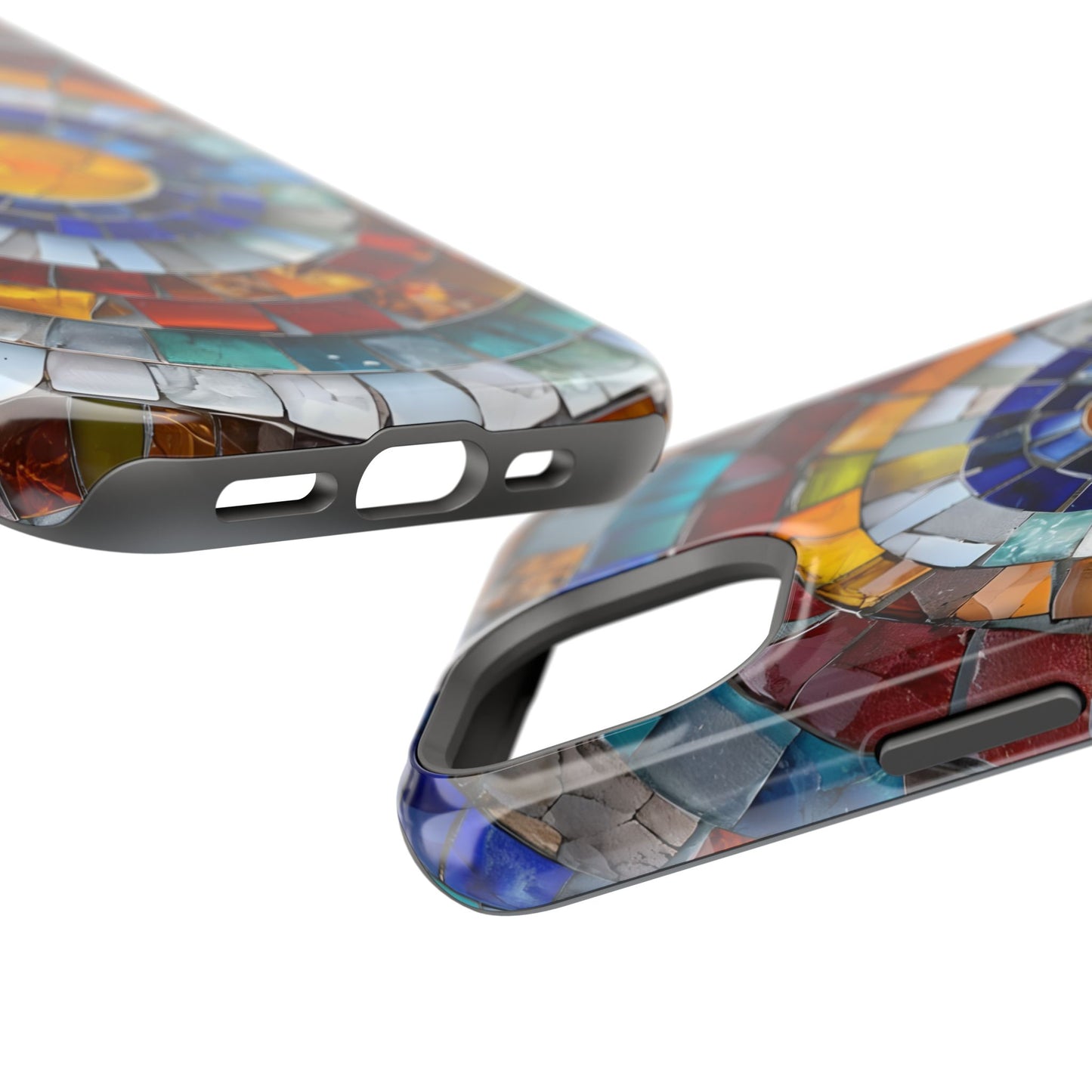 Magnetic Mosaic Phone Case, Trendy iPhone Case, Unique Design, Faux Stained Glass, Custom Phone Cover, Wireless Charging
