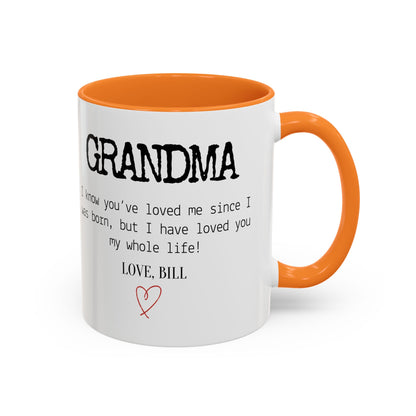Personalized Grandma Mug, Gift from Grandchild, Custom Message Coffee Cup, Grandma Birthday Gift, Mother’s Day Mug, Sentimental Gift for Grandma