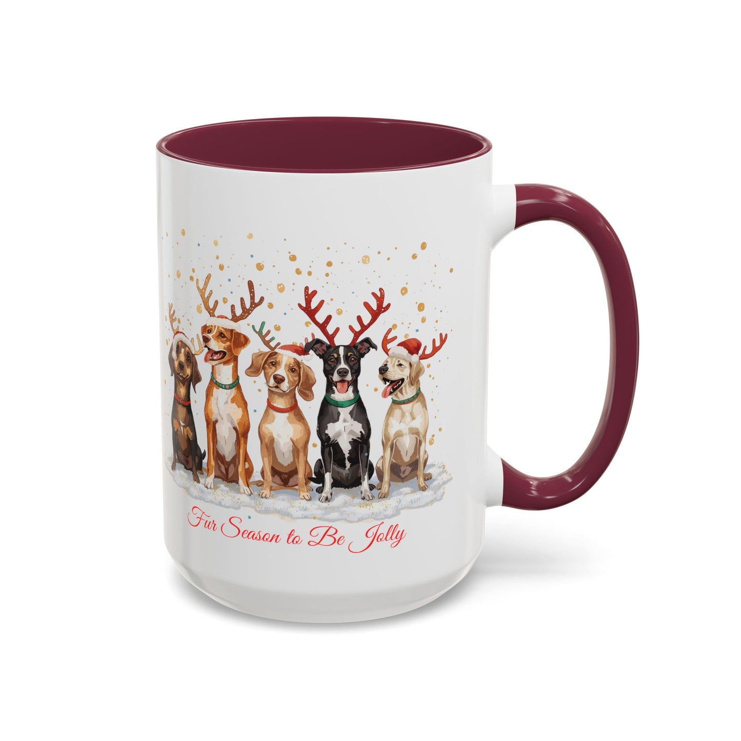 Colorful Holiday Mug with Festive Dogs, Dog Christmas Mug, Dog Mom Mug, Funny Christmas Dog, Merry Christmas