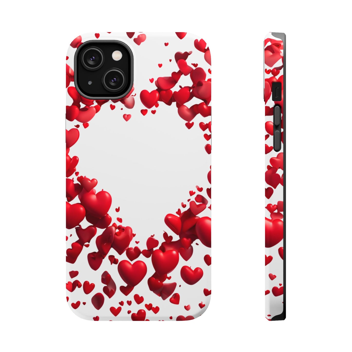 Heart-Shaped Heart Motif Magnetic Tough iPhone Case, Love Themed Phone Cover, Valentine's Day Gift,  Romantic Phone Case