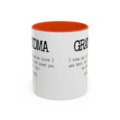 Personalized Grandma Mug, Gift from Grandchild, Custom Message Coffee Cup, Grandma Birthday Gift, Mother’s Day Mug, Sentimental Gift for Grandma