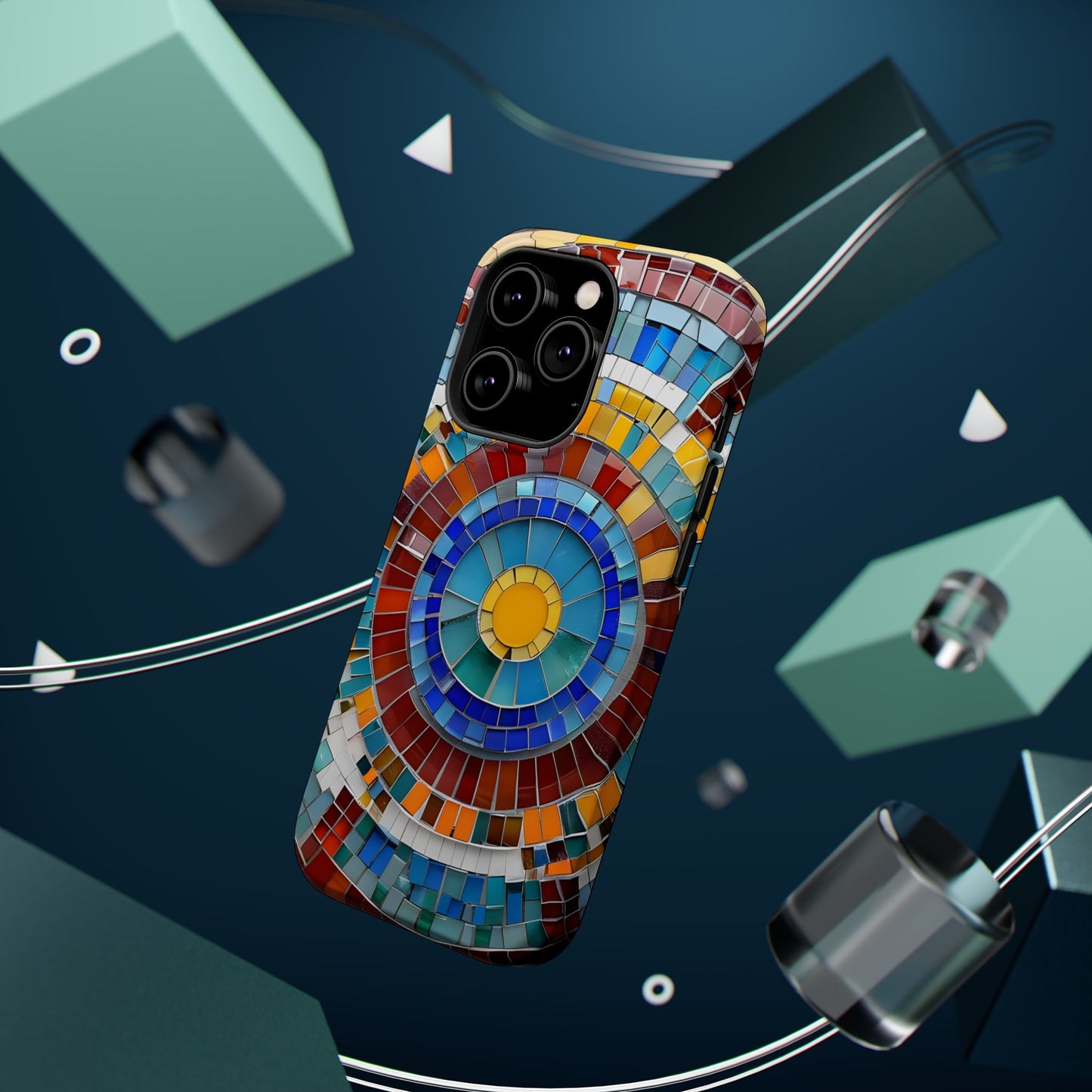 Vibrant Mosaic  iPhone Case - Colorful iPhone Cover, Unique Phone Accessory, MegSafe iPhone cover