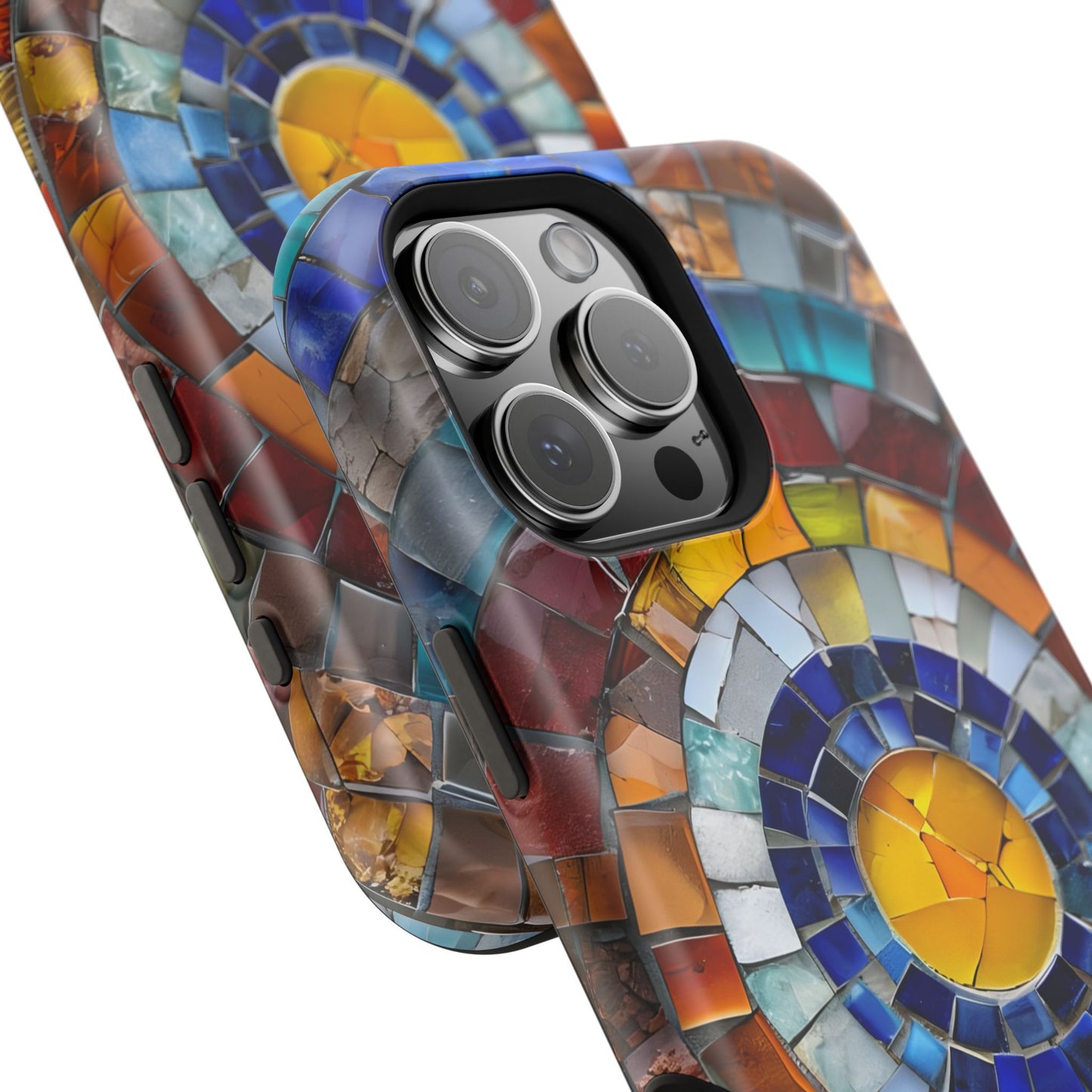 Magnetic Mosaic Phone Case, Trendy iPhone Case, Unique Design, Faux Stained Glass, Custom Phone Cover, Wireless Charging