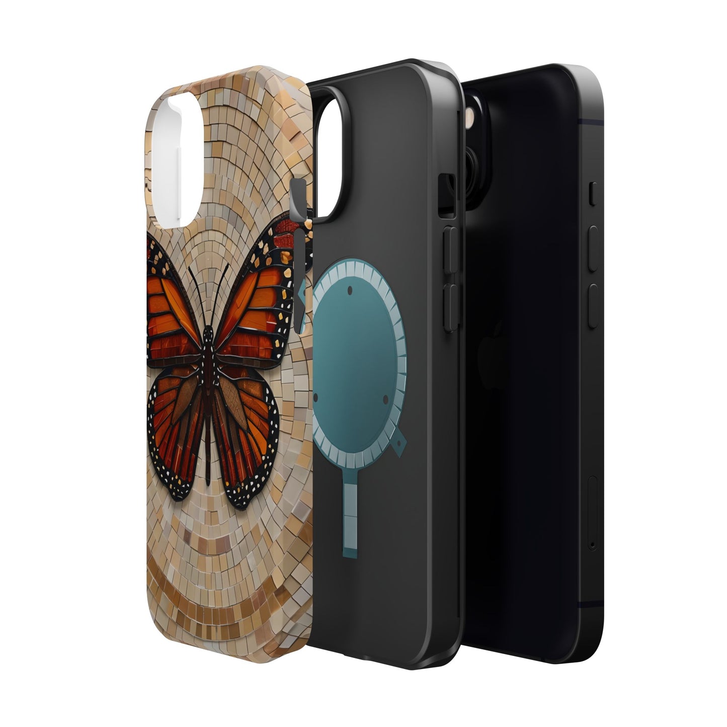 Monarch Butterfly Mosaic iPhone Case, Orange Butterfly Case, Artistic Phone Cover, Trendy iPhone Case, Wireless Charging Cover