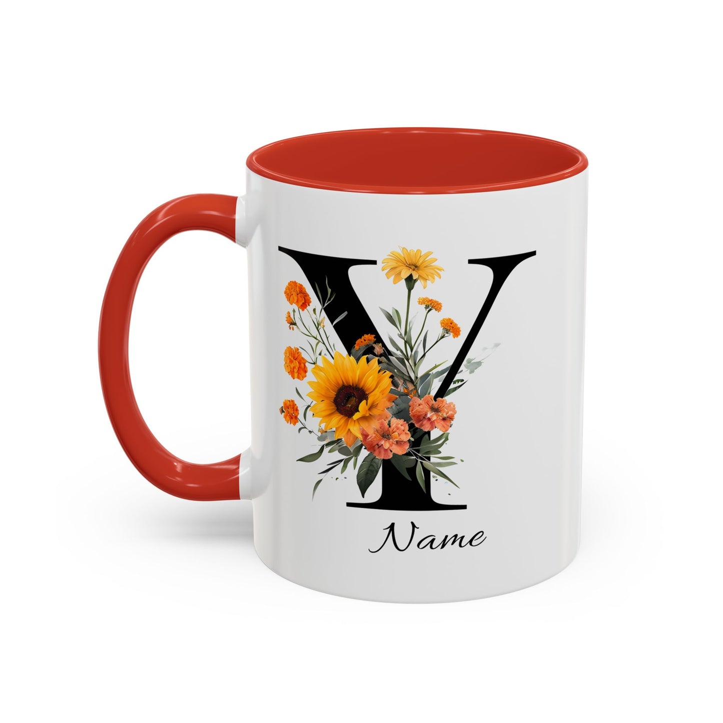 Personalized Floral Monogram - Letter Y - Elegant Accent Coffee Mug – Personalized Mothers Day Gift