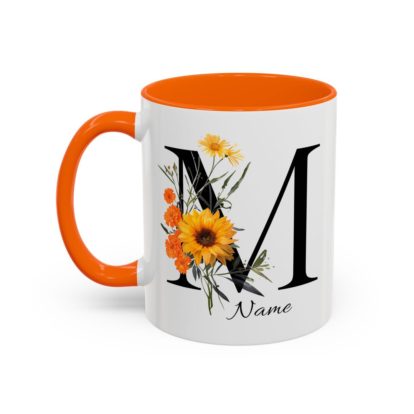 Personalized Floral Monogram - Letter M - Elegant Accent Coffee Mug – Personalized Mothers Day Gift