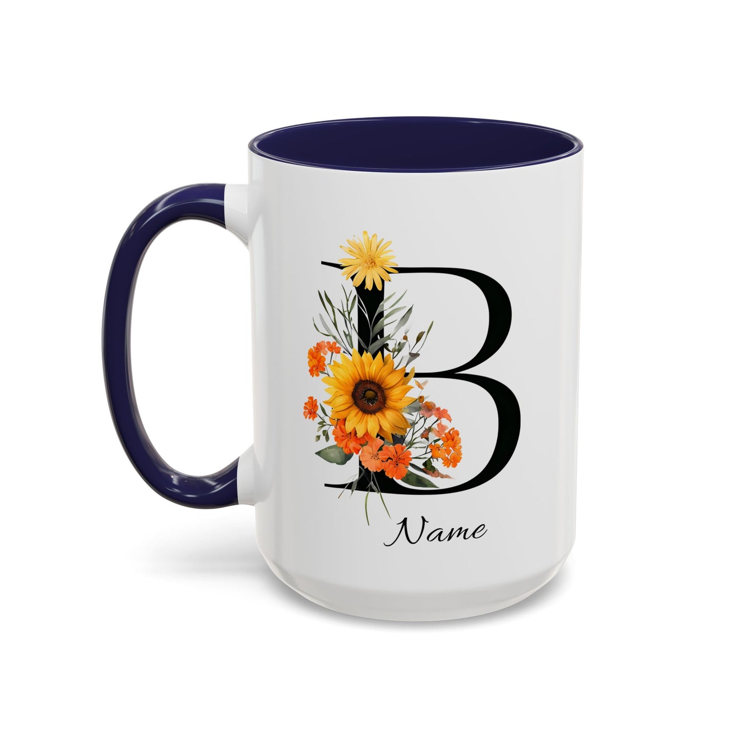 Personalized Floral Monogram - Letter B - Elegant Accent Coffee Mug – Personalized Mothers Day Gift