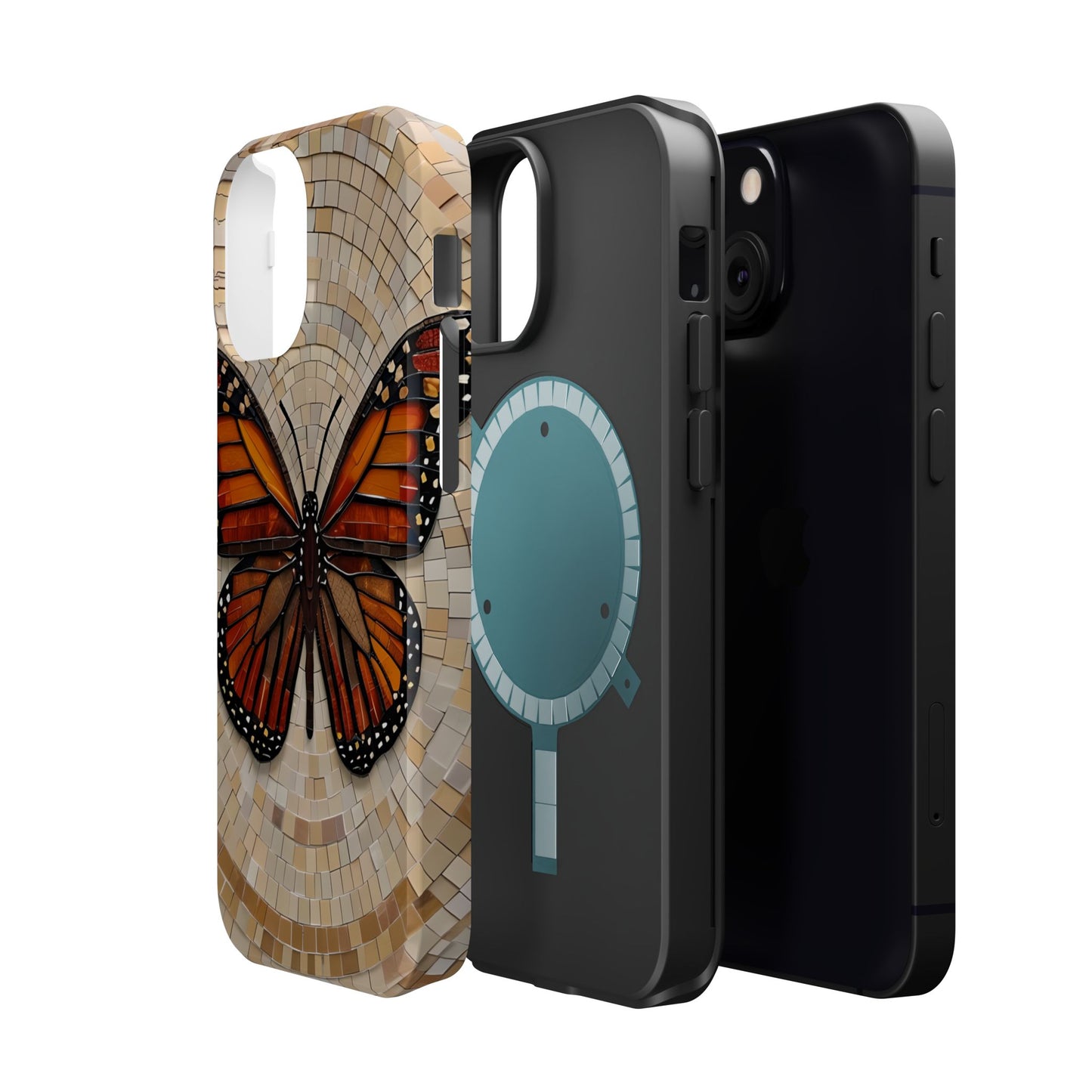 Monarch Butterfly Mosaic iPhone Case, Orange Butterfly Case, Artistic Phone Cover, Trendy iPhone Case, Wireless Charging Cover