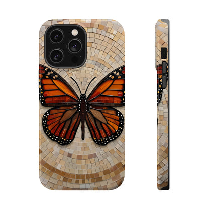 Monarch Butterfly Mosaic iPhone Case, Orange Butterfly Case, Artistic Phone Cover, Trendy iPhone Case, Wireless Charging Cover