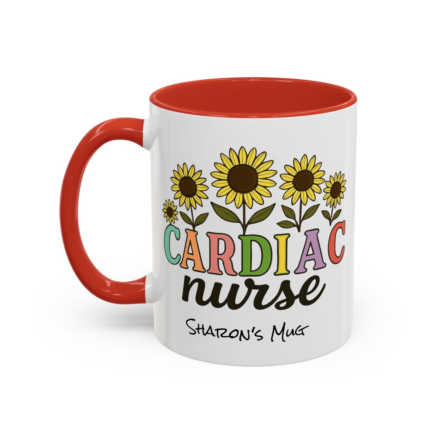 Cardiac Nurse Sunflower Accent Coffee Mug, CVICU Nurse Mug, Cardiac Nursing Grad Gift, Cardiac ICU Nurse, Cardiology RN NP